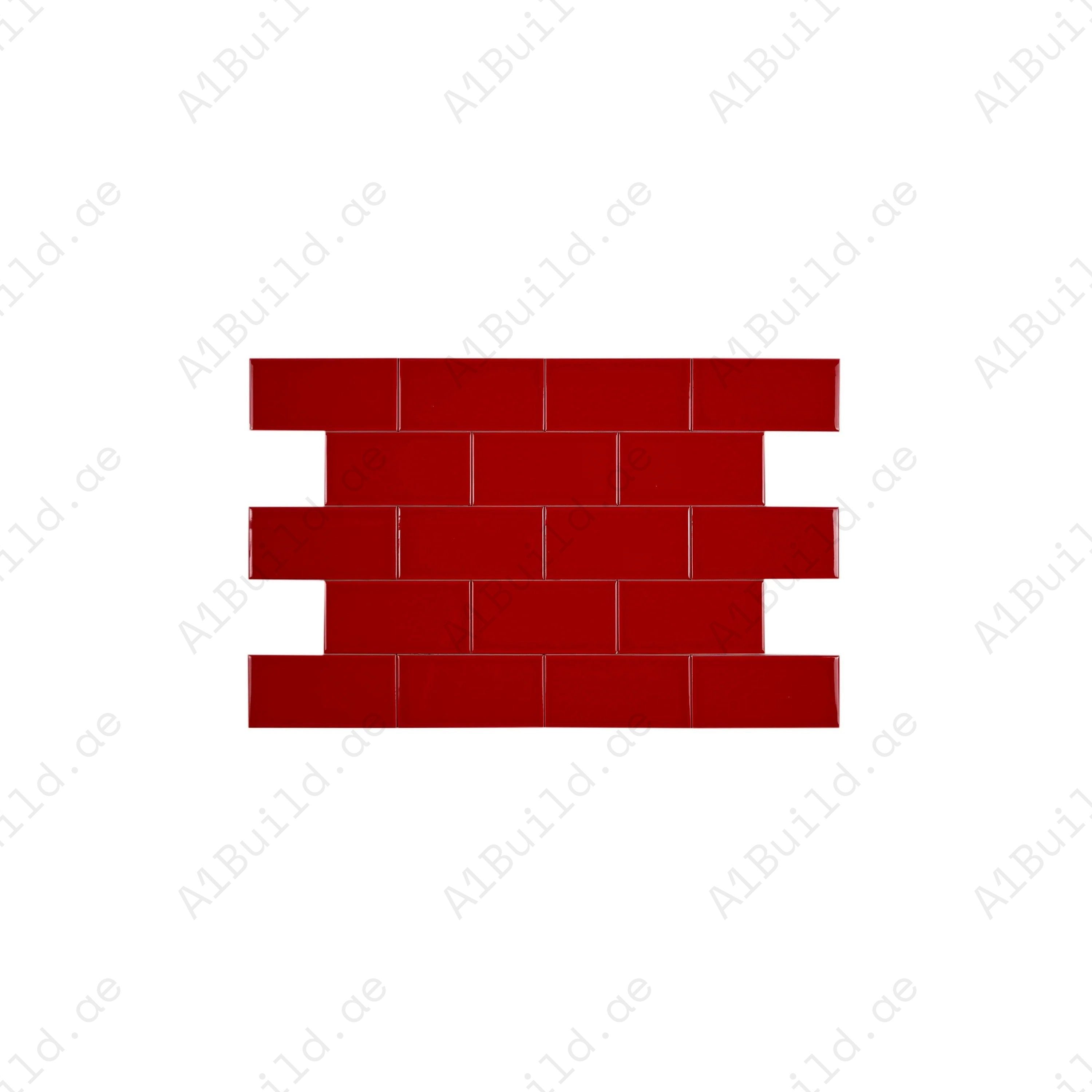 Shop Urban Luxe Red Glossy Beveled Ceramic Tile. Durable, stylish, and easy to clean – ideal for kitchens, bathrooms, accent walls, and modern interiors.