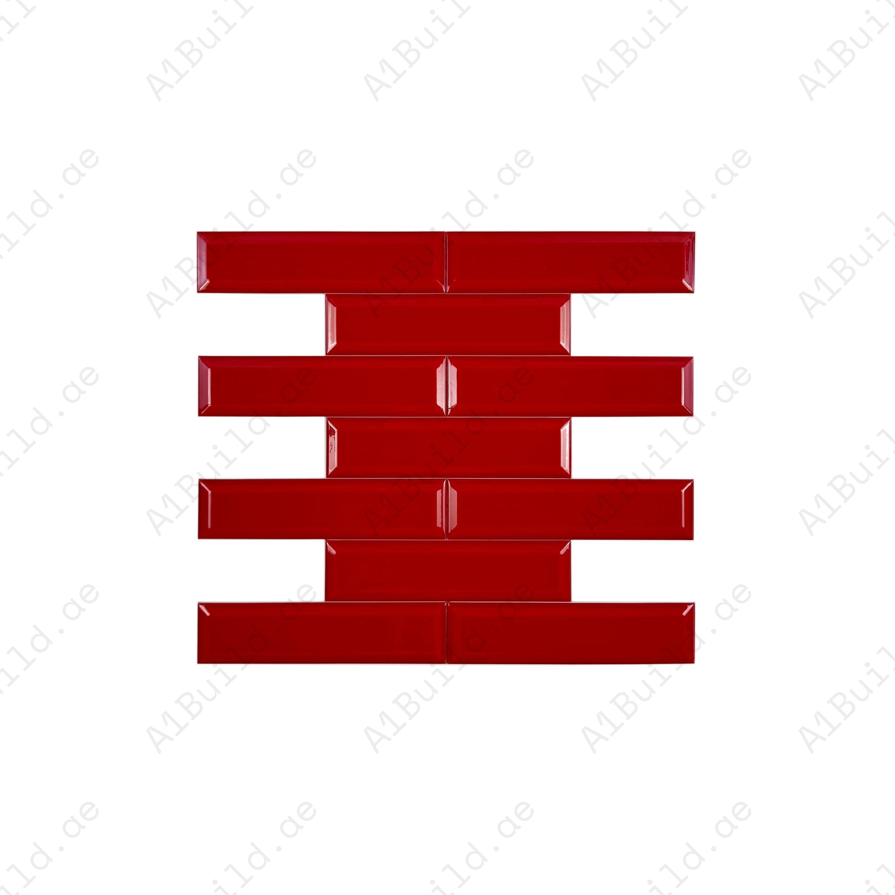 Shop Urban Luxe Red Glossy Beveled Ceramic Tile. Durable, stylish, and easy to clean – perfect for kitchens, bathrooms, accent walls, and contemporary interiors.