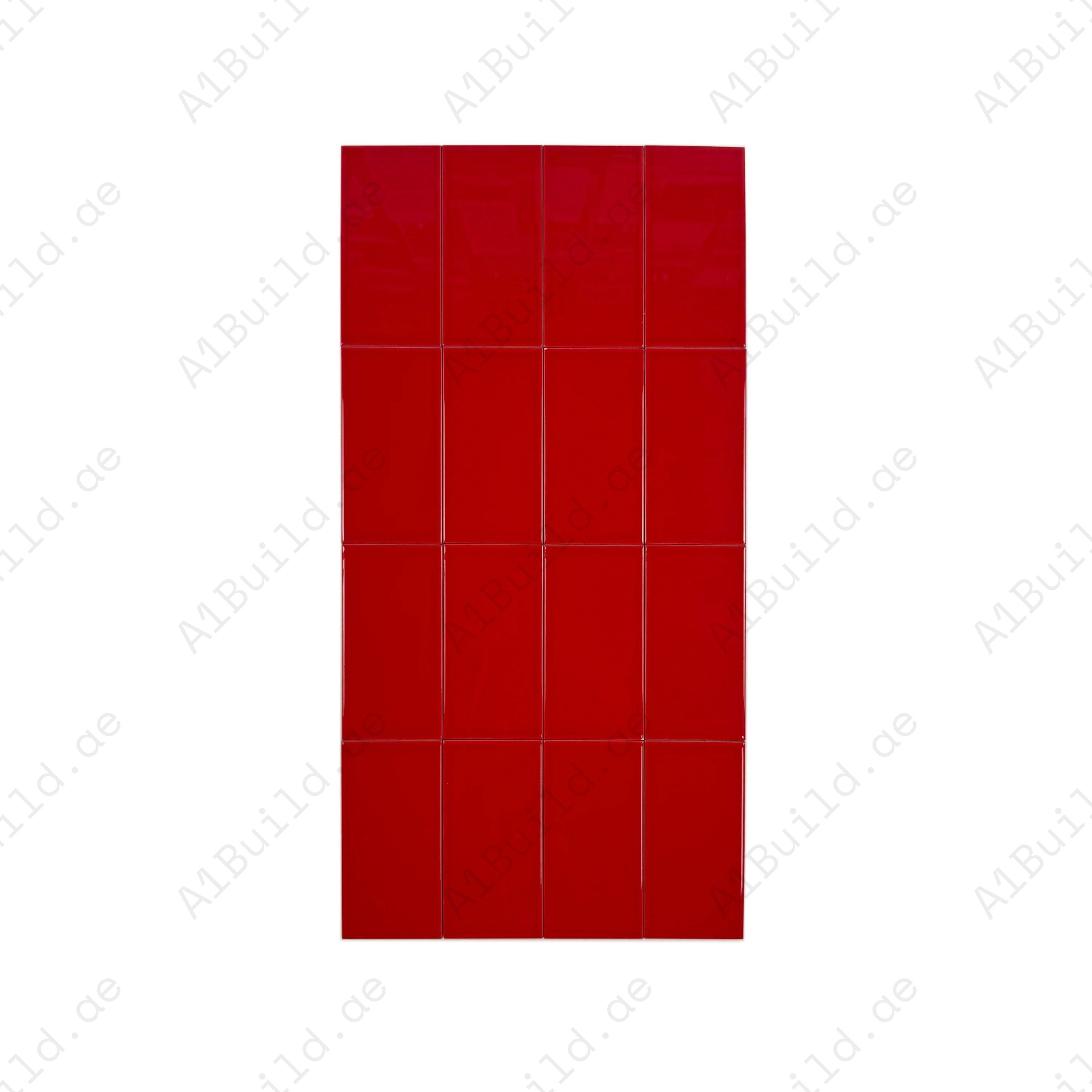Shop Urban Luxe Red Glossy Flat Ceramic Tile. Durable, stylish, and easy to clean – ideal for kitchens, bathrooms, accent walls, and modern interiors.