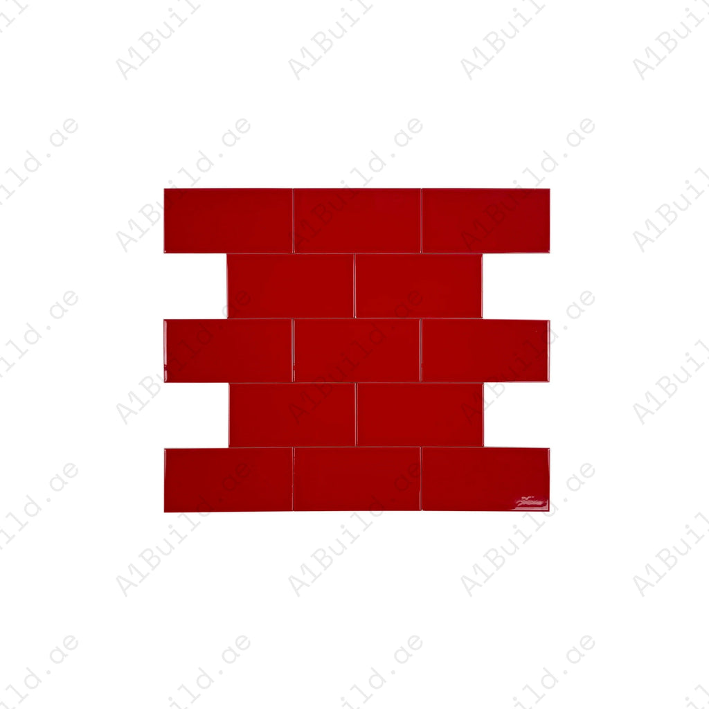 Urban Luxe Red Glossy Flat Ceramic Tile – Elegant Wall Design