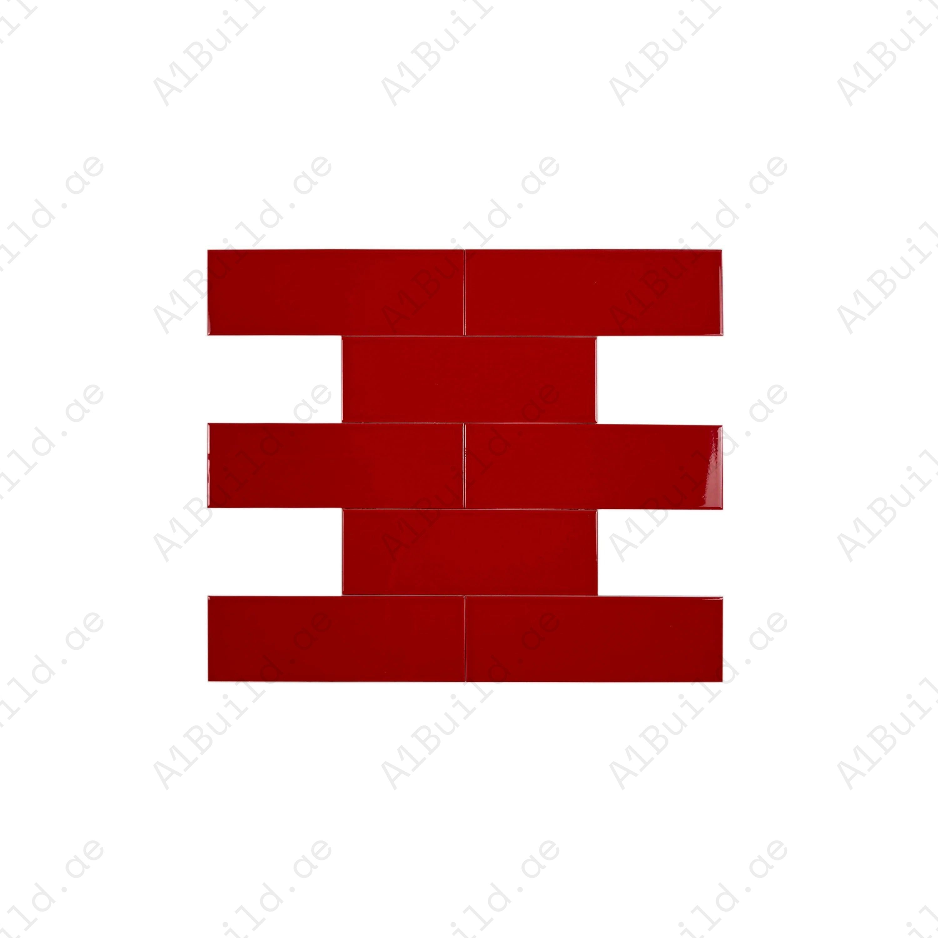 Shop Urban Luxe Red Glossy Flat Ceramic Tile. Durable, stylish, and easy to clean – perfect for kitchens, bathrooms, accent walls, and contemporary interiors.
