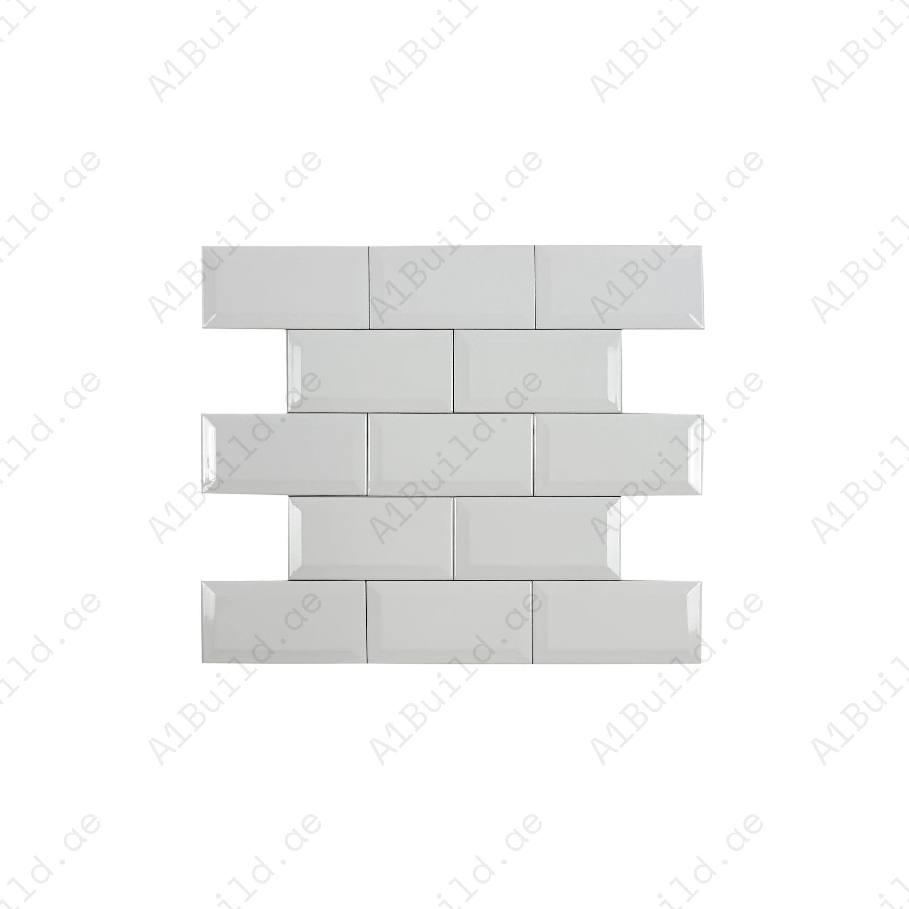 Shop Urban Luxe White Glossy Beveled Ceramic Tile. Durable, stylish, and easy to clean – perfect for kitchens, bathrooms, accent walls, and modern interiors.