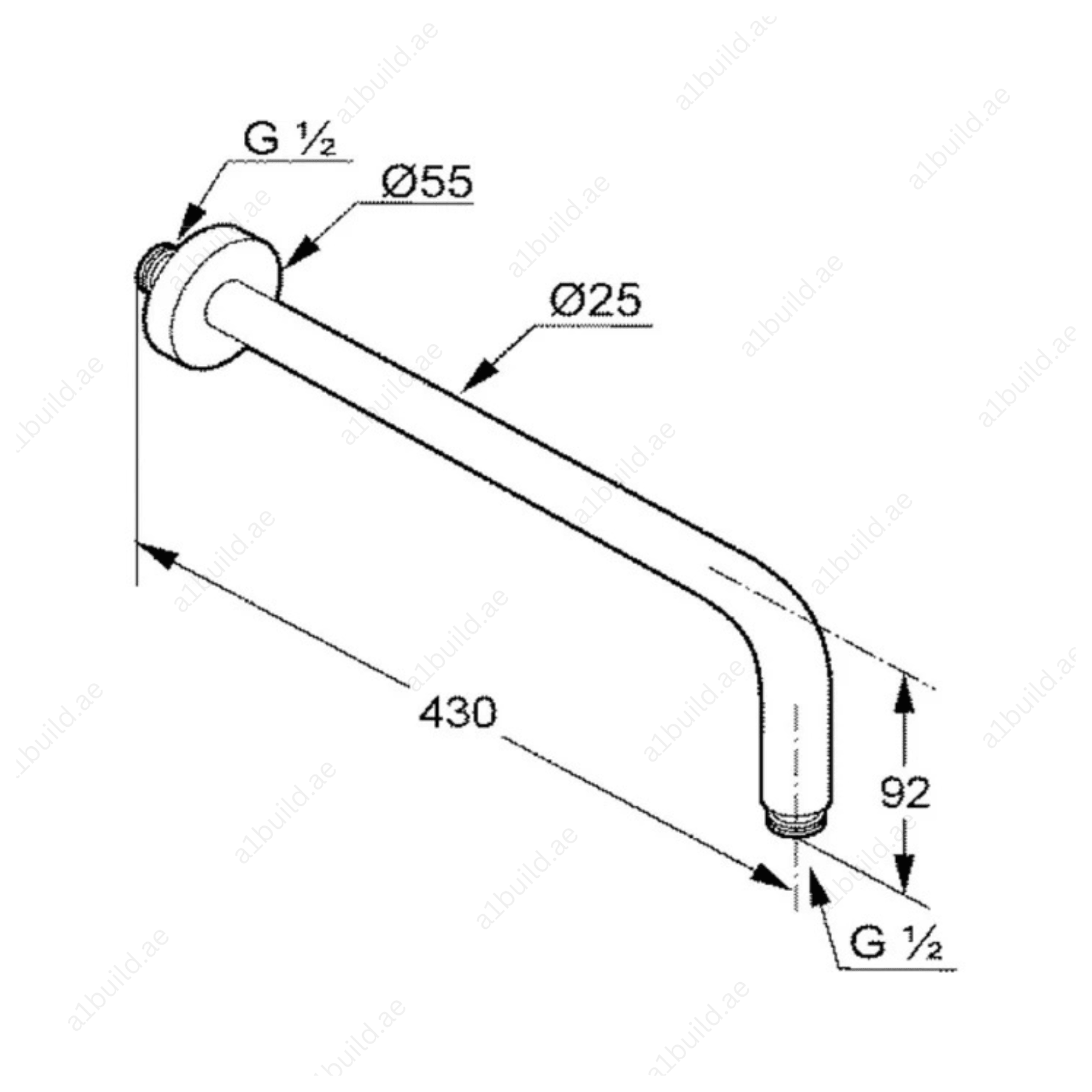 ShowerArm400mm_ChromeFinishwithDN15_SlidingCoverPlate_2