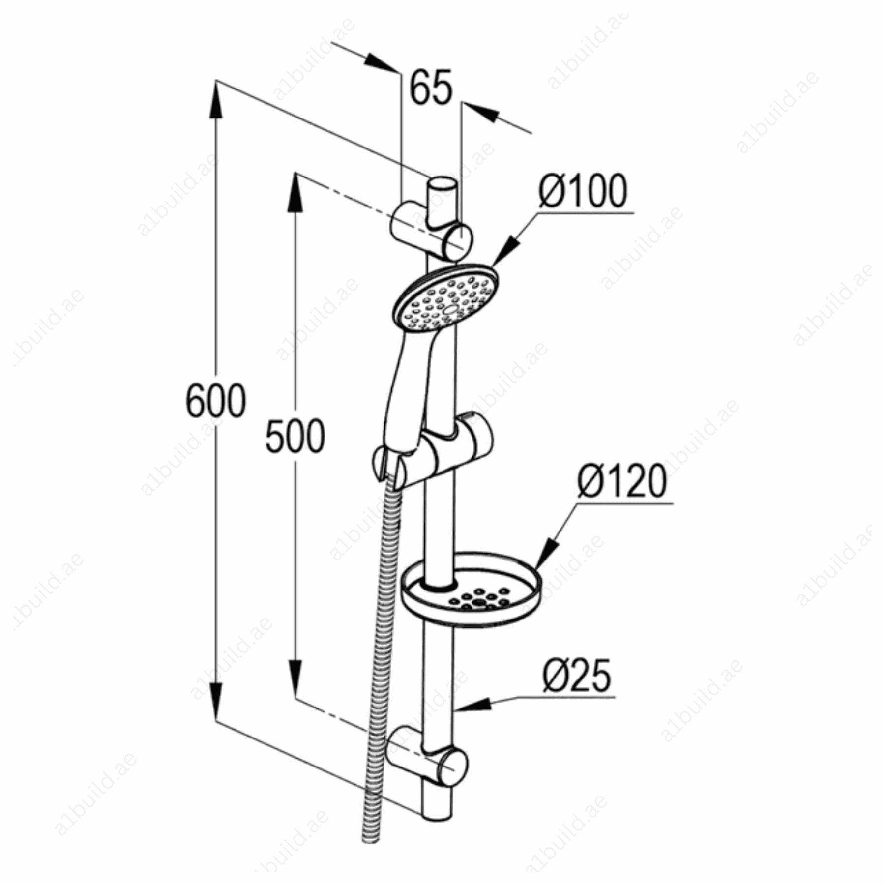 ShowerSet1S_AdjustableWallRail_FlexibleHose_SoapDish_3