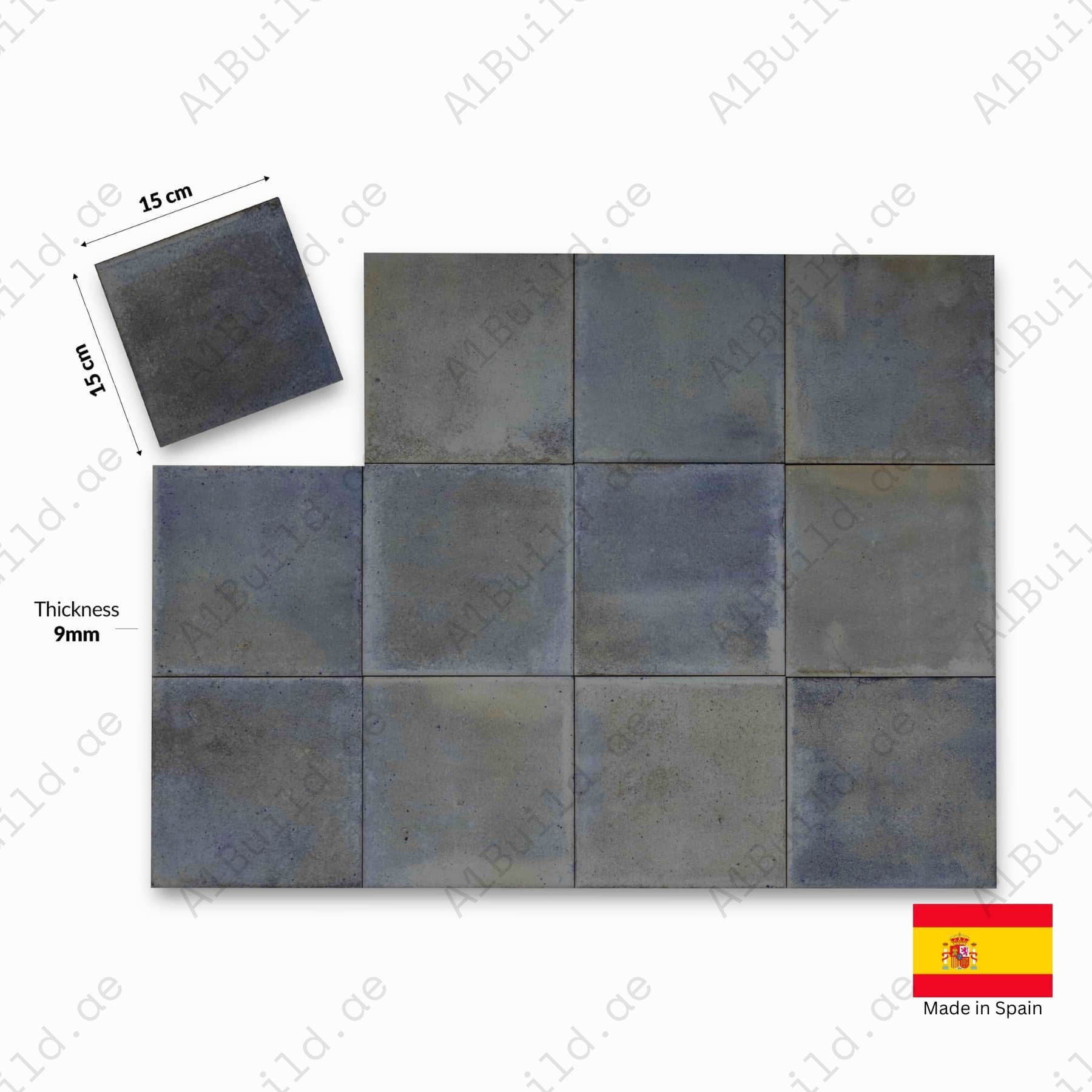 Sky Blue glossy 15x15cm Spanish porcelain tiles for indoor floors, walls, and outdoor walls. Durable, water-resistant, and elegant.

