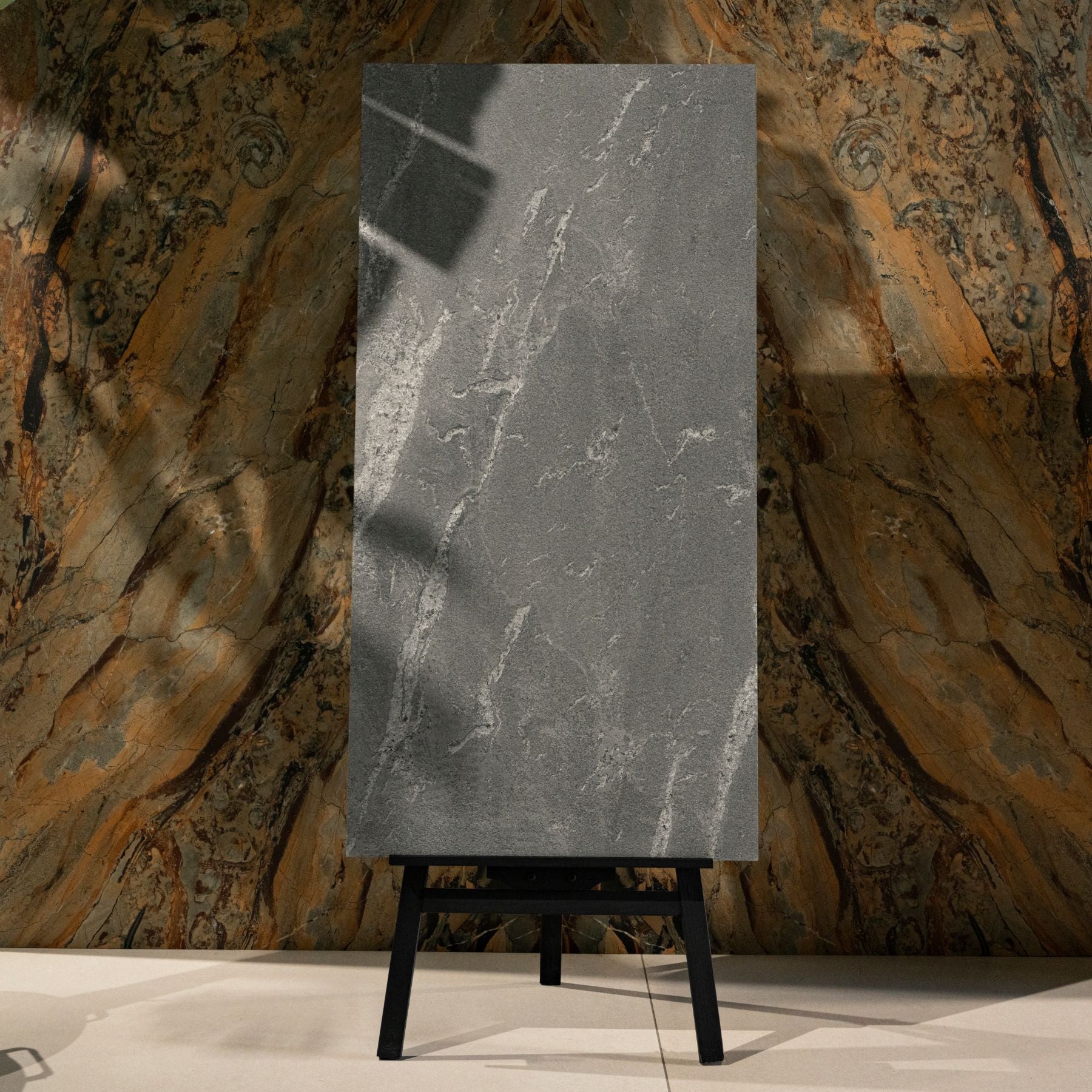 Slate Grey porcelain tile 60x120cm features a bold stone look with premium porcelain durability, ideal for modern floor and wall applications.