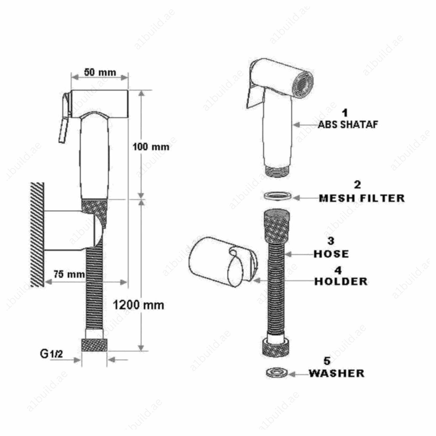 SleekBlackABSShattafwithHoseandHolder_BathroomEssential_4