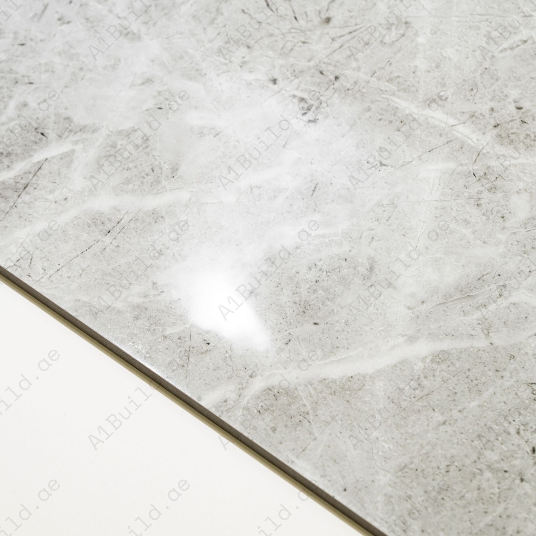 Sparkle Light glossy marble effect porcelain tile 60x120cm with 9mm thickness features soft light tones, refined veining and polished luxury finish.