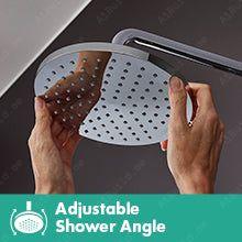 Stylish 300 mm Round Matte Black Rain Shower Head – Exposed Installation, 100% Made in Germany by Hesanit