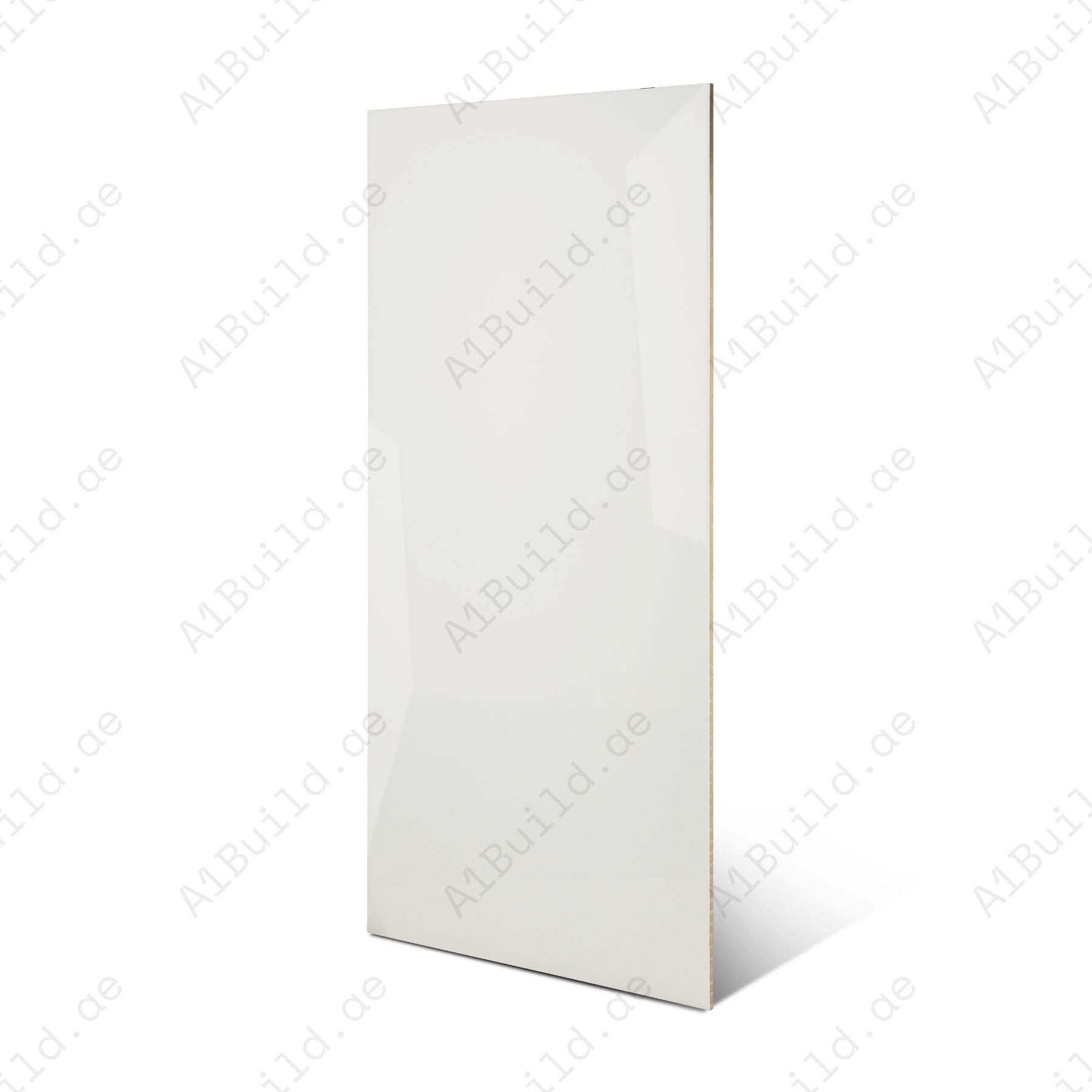 Super White glossy marble effect porcelain tile 60x120cm with 9mm thickness features pure white base, subtle grey veins and polished finish.