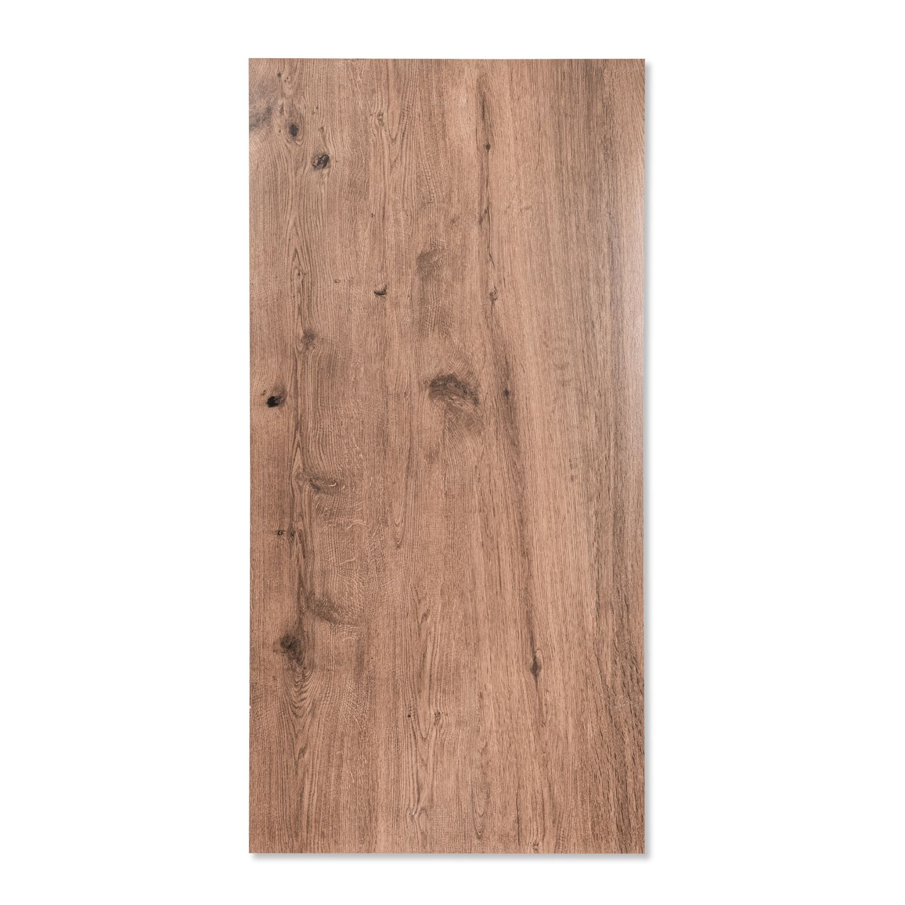 Teak Wood Brown porcelain tile 60×120cm features a realistic wood grain design, warm brown tones, durable porcelain body for floors and walls.