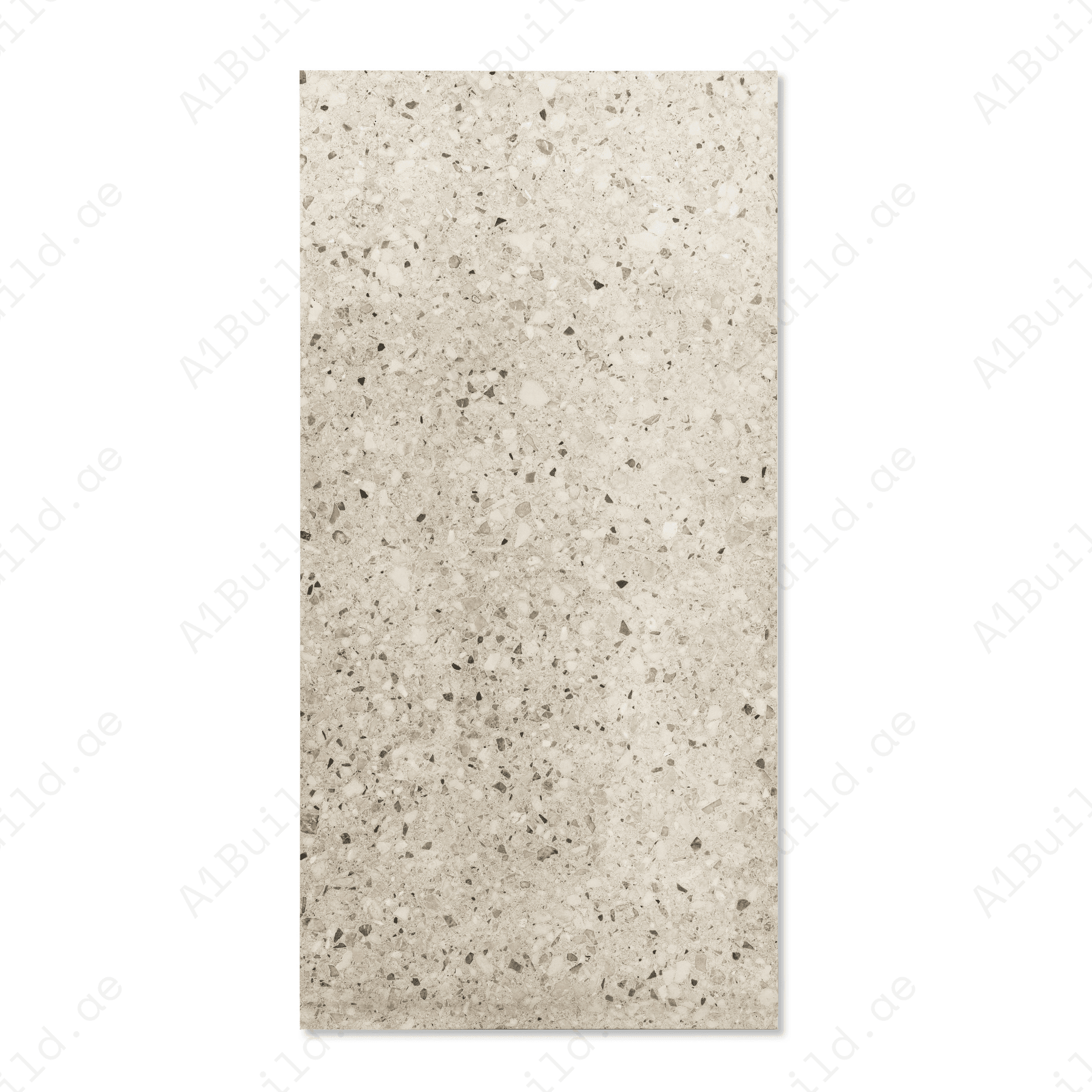 Terrazo Crema porcelain tile 60x120cm 20mm thickness, terrazzo look design, durable porcelain tile for indoor and outdoor floors.