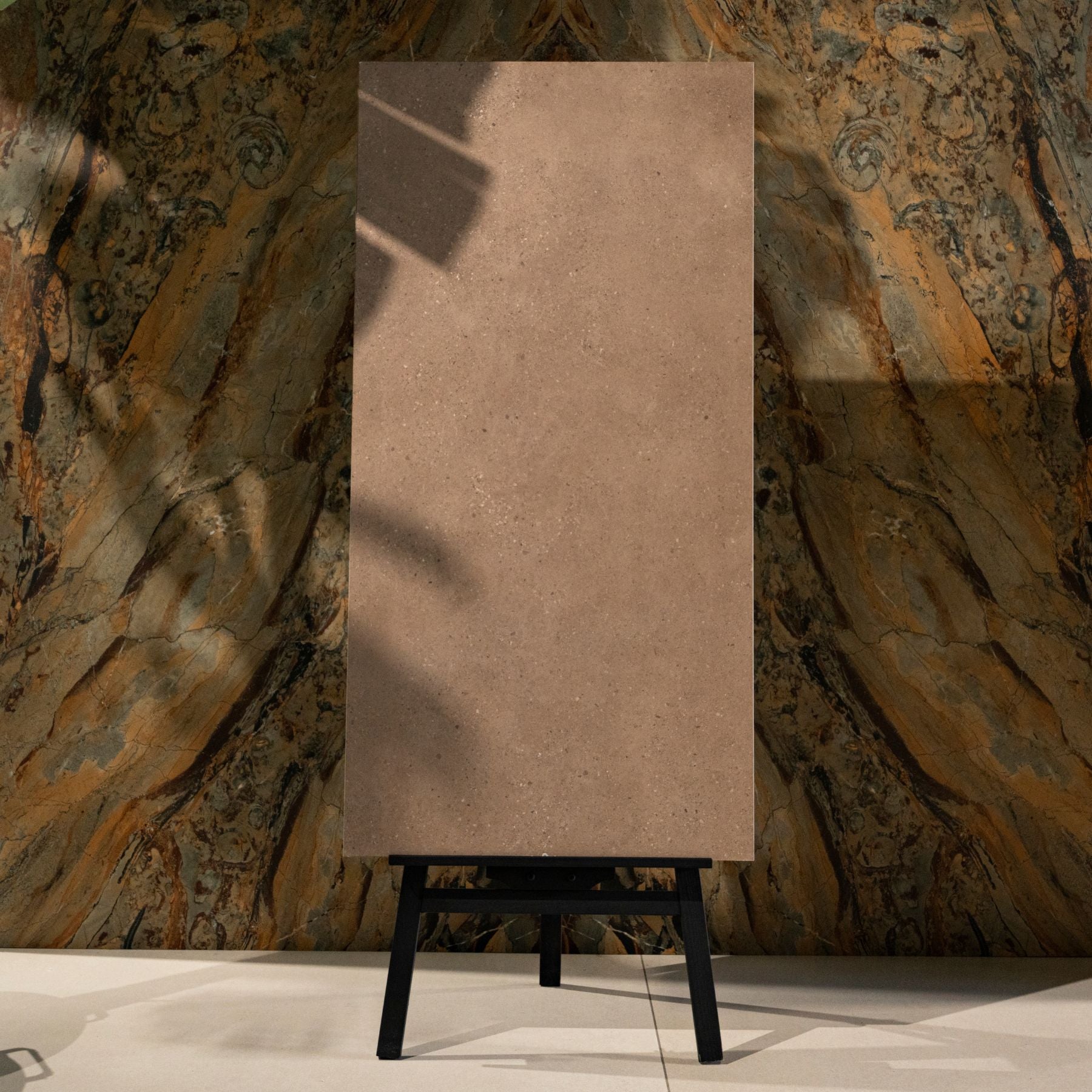 Thomas Brown porcelain tile 60x120cm 9mm thick delivers a warm stone look with durable porcelain performance for floors and walls in modern interiors.