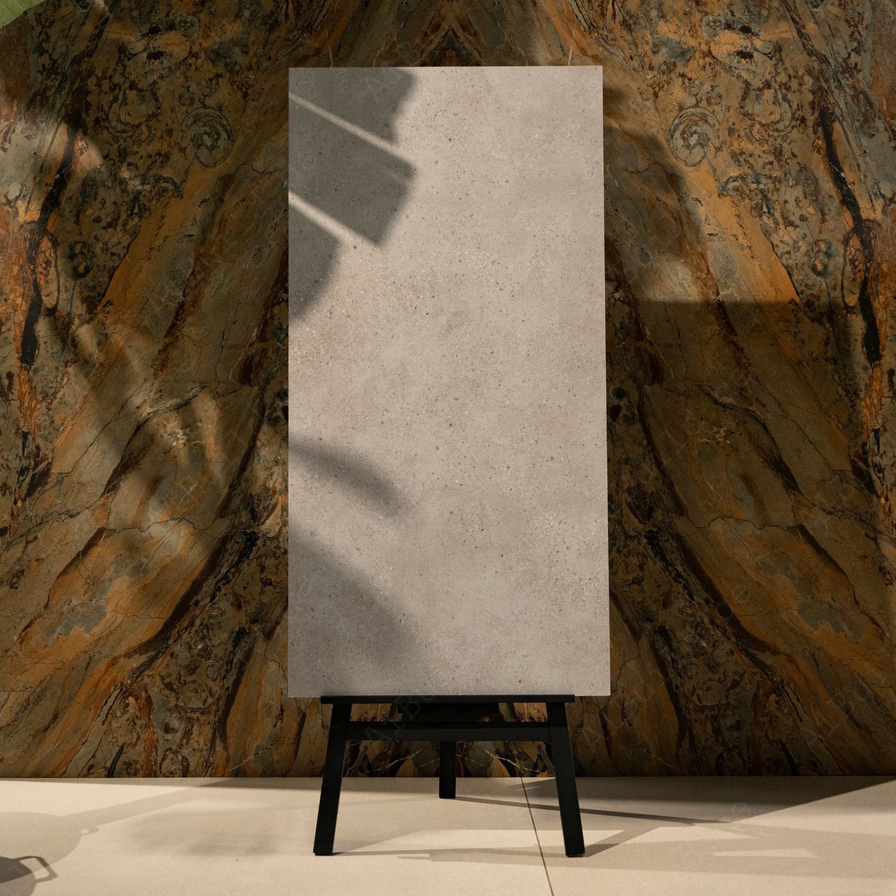 Thomas Natural porcelain tile in 60x120cm size featuring authentic stone texture, natural earthy tones and durable 9mm thickness for floors and walls.