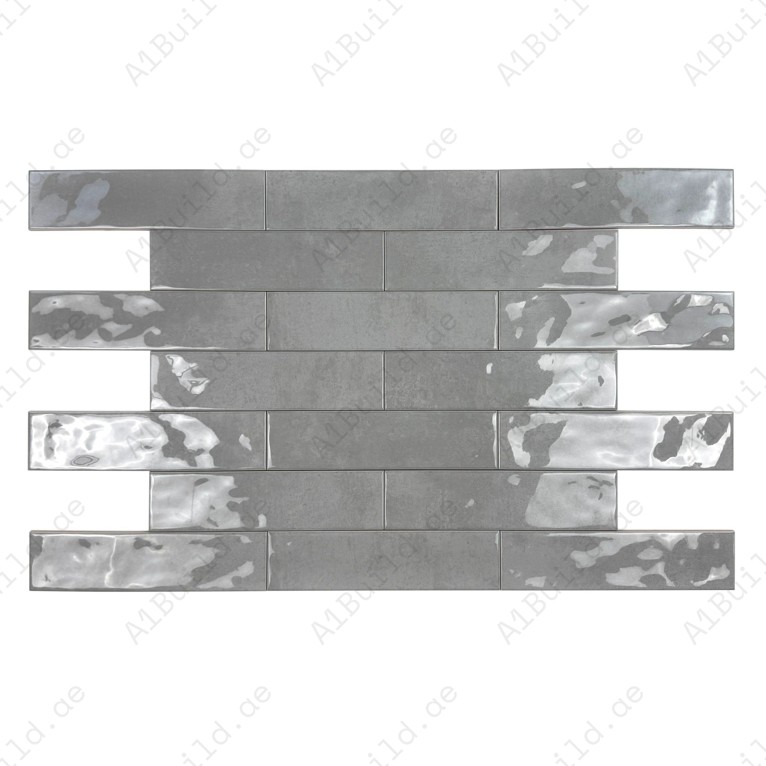 Tonal Symphony Cement Grey Glossy Ceramic Artisanal Tile – premium, durable, and stylish tile perfect for walls, kitchens, bathrooms, and commercial interiors.