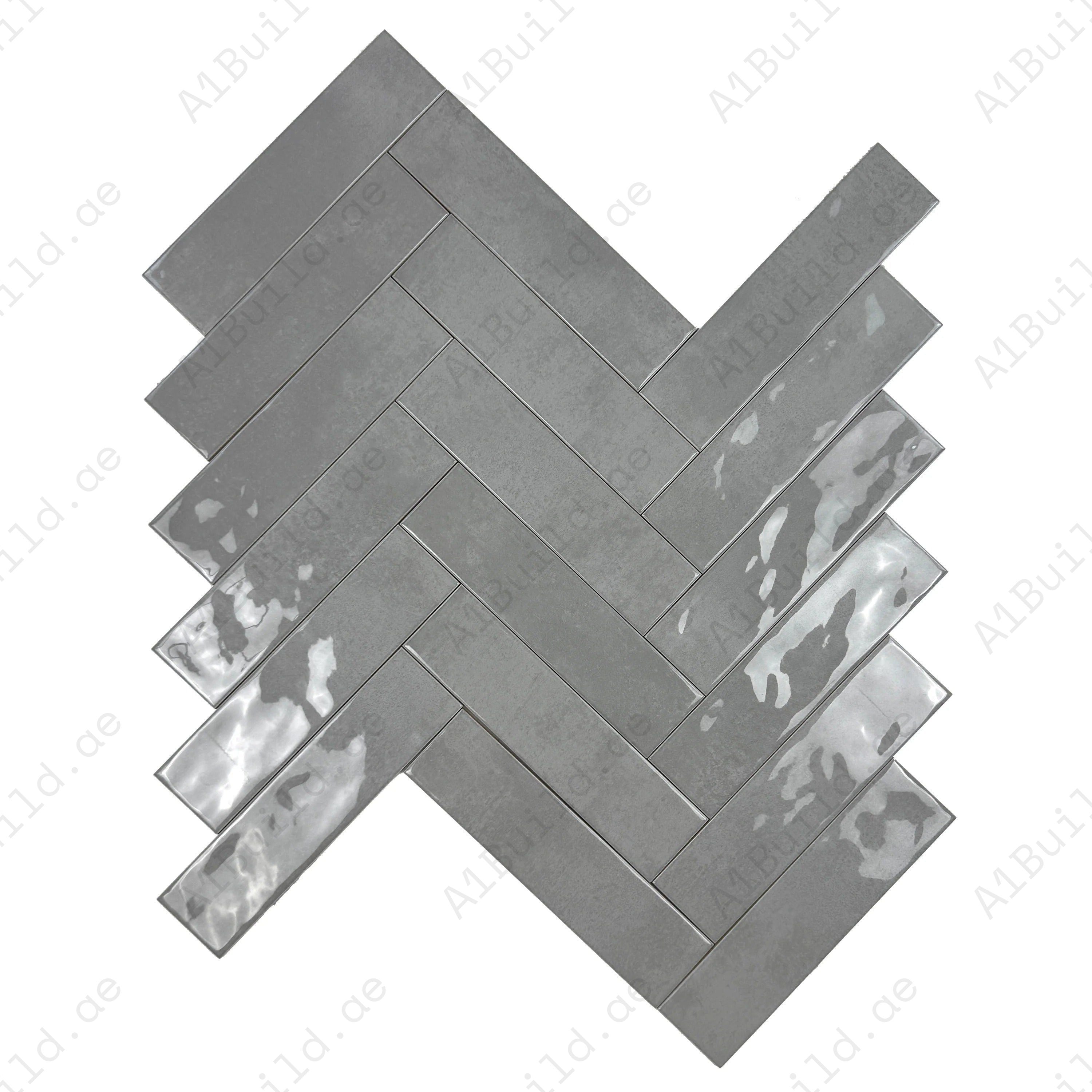 Tonal Symphony Cement Grey Glossy Ceramic Artisanal Tile – premium, durable, and stylish tile perfect for walls, kitchens, bathrooms, and commercial interiors.