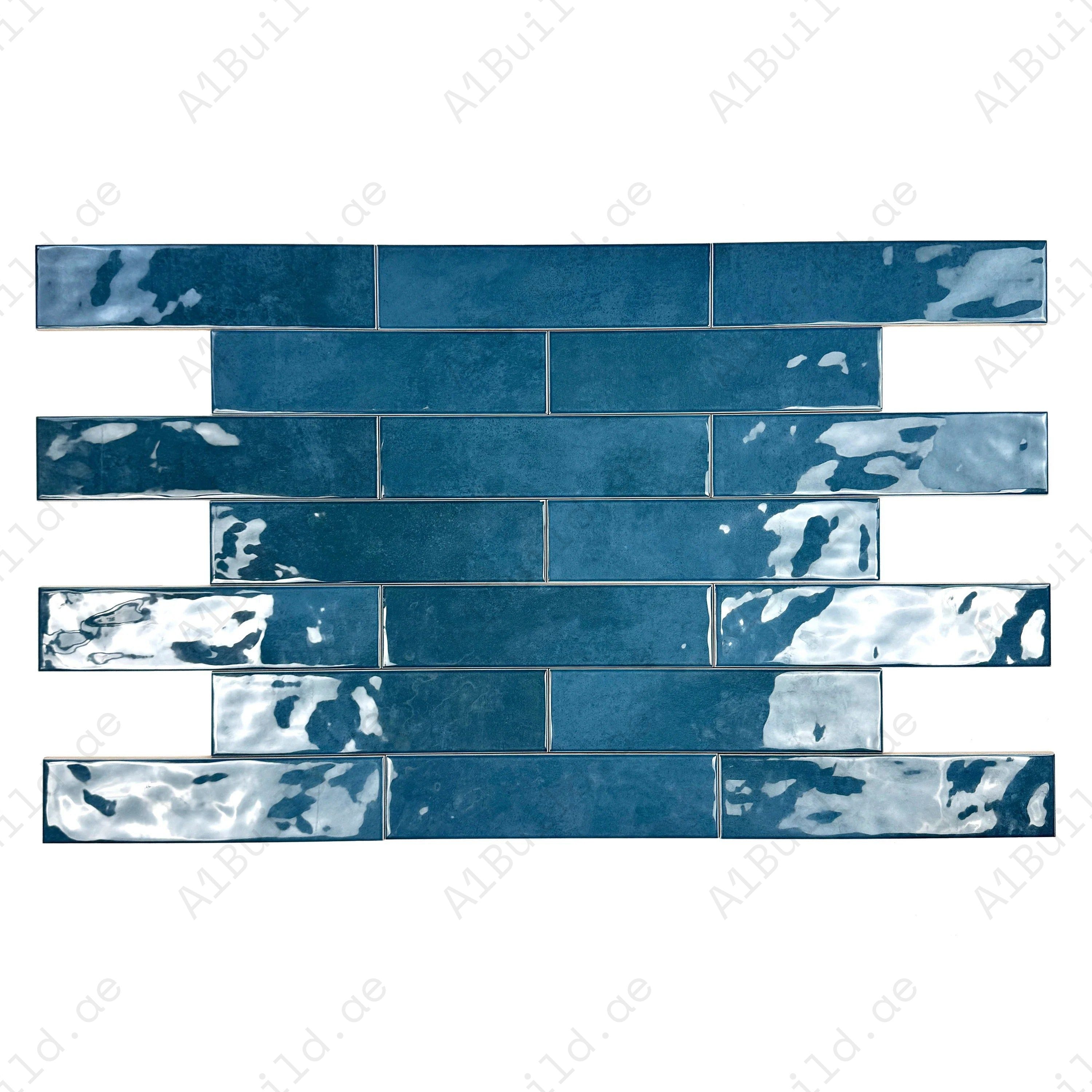 Tonal Symphony Dark Blue Glossy Ceramic Artisanal Tile – premium, durable, and stylish tile perfect for walls, kitchens, bathrooms, and commercial interiors.