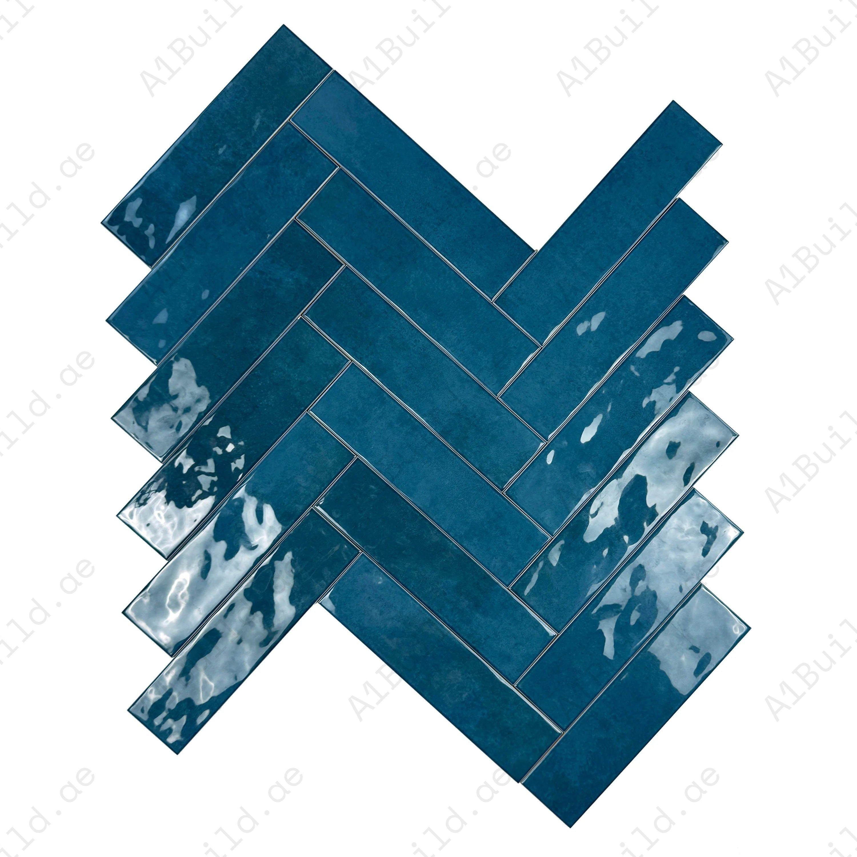 Tonal Symphony Dark Blue Glossy Ceramic Artisanal Tile – premium, durable, and stylish tile perfect for walls, kitchens, bathrooms, and commercial interiors.