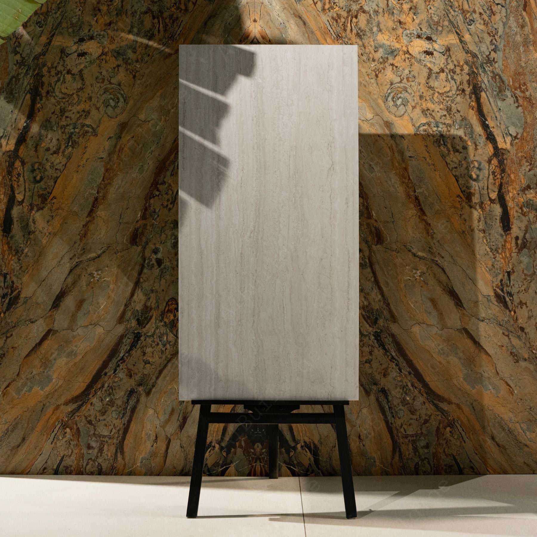 Travertino Crema matt porcelain tile 60x120cm x2mm with warm stone look, durable large format surface ideal for modern floors, walls and premium interiors.