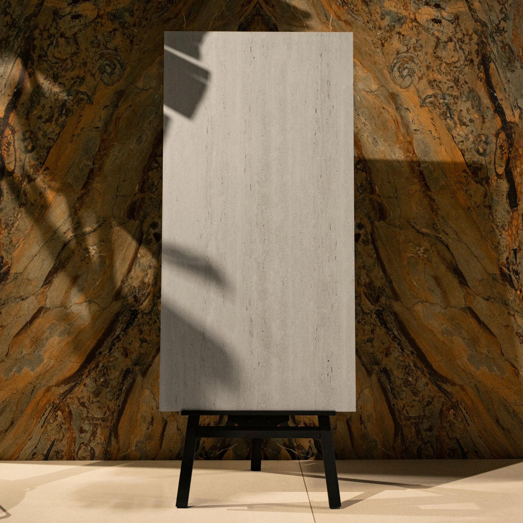 Travo Ash porcelain tile 60x120cm with 9mm thickness offers elegant ash-grey stone tones with durable porcelain quality for floors and walls.