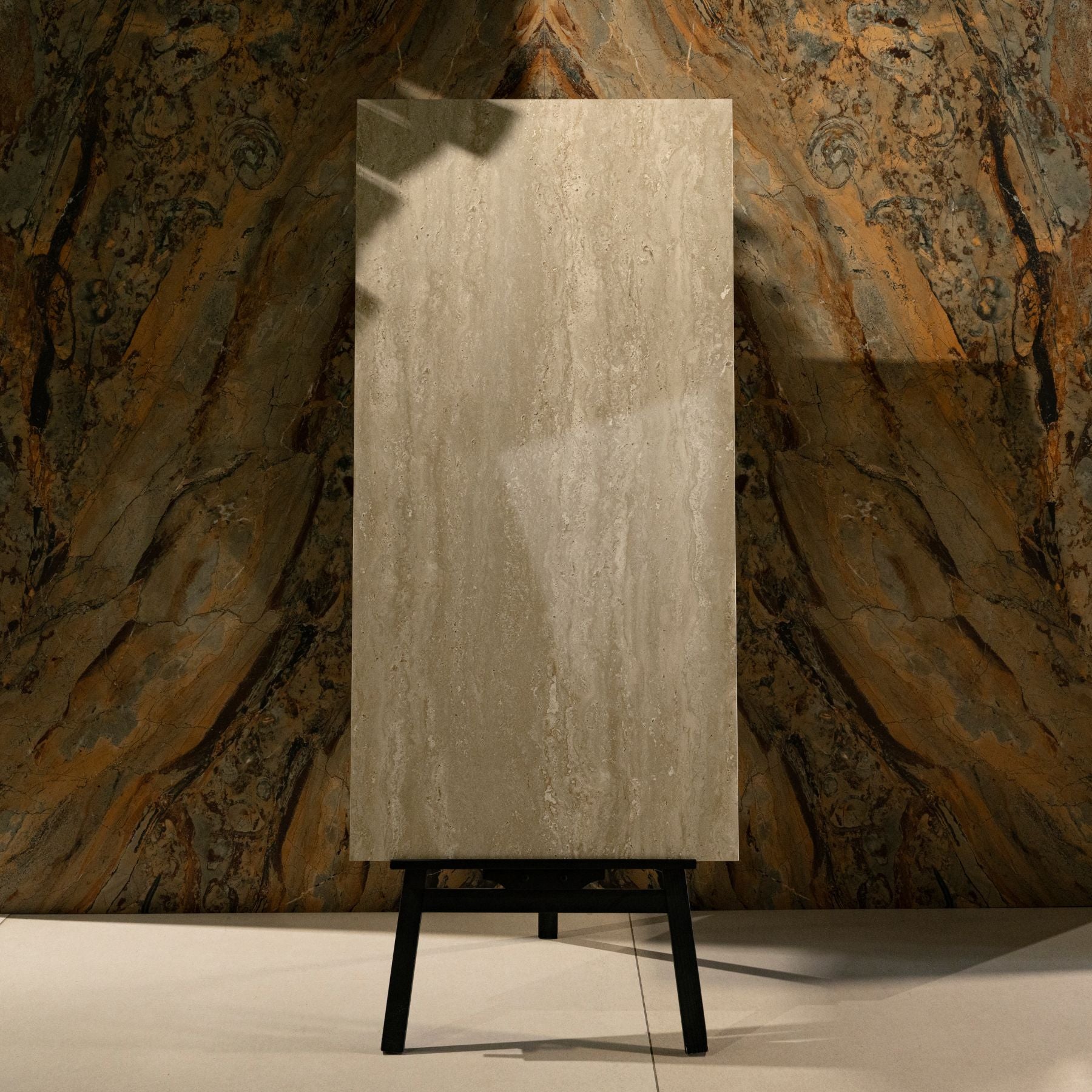 Treviso Beige matt marble effect porcelain tile 60x120cm with 9mm thickness features warm beige tones, soft veining and smooth finish.