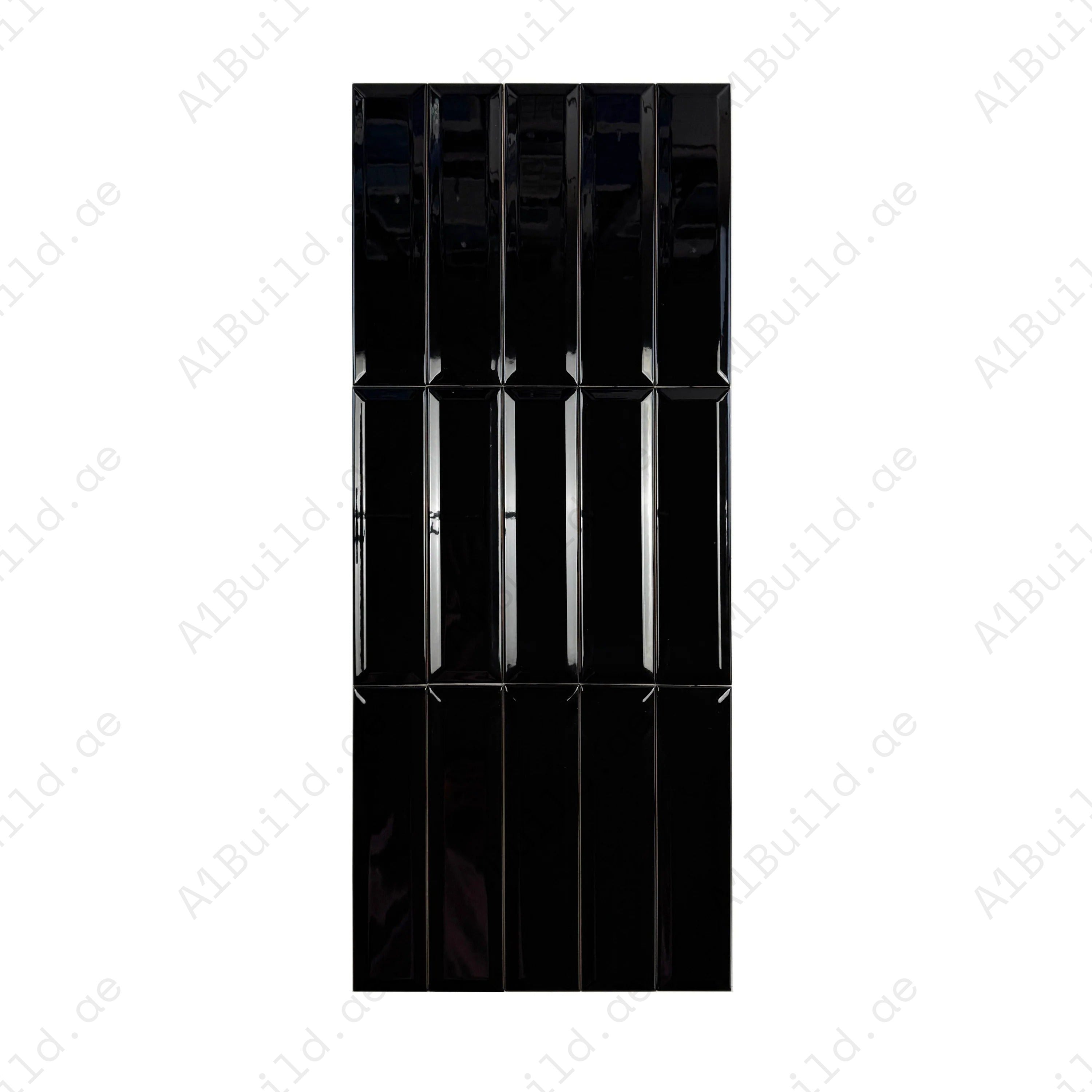 Upgrade interiors with the Urban Luxe Black Glossy Beveled Edge Ceramic Tile. A sleek choice for walls, kitchens, and bathrooms with lasting elegance.