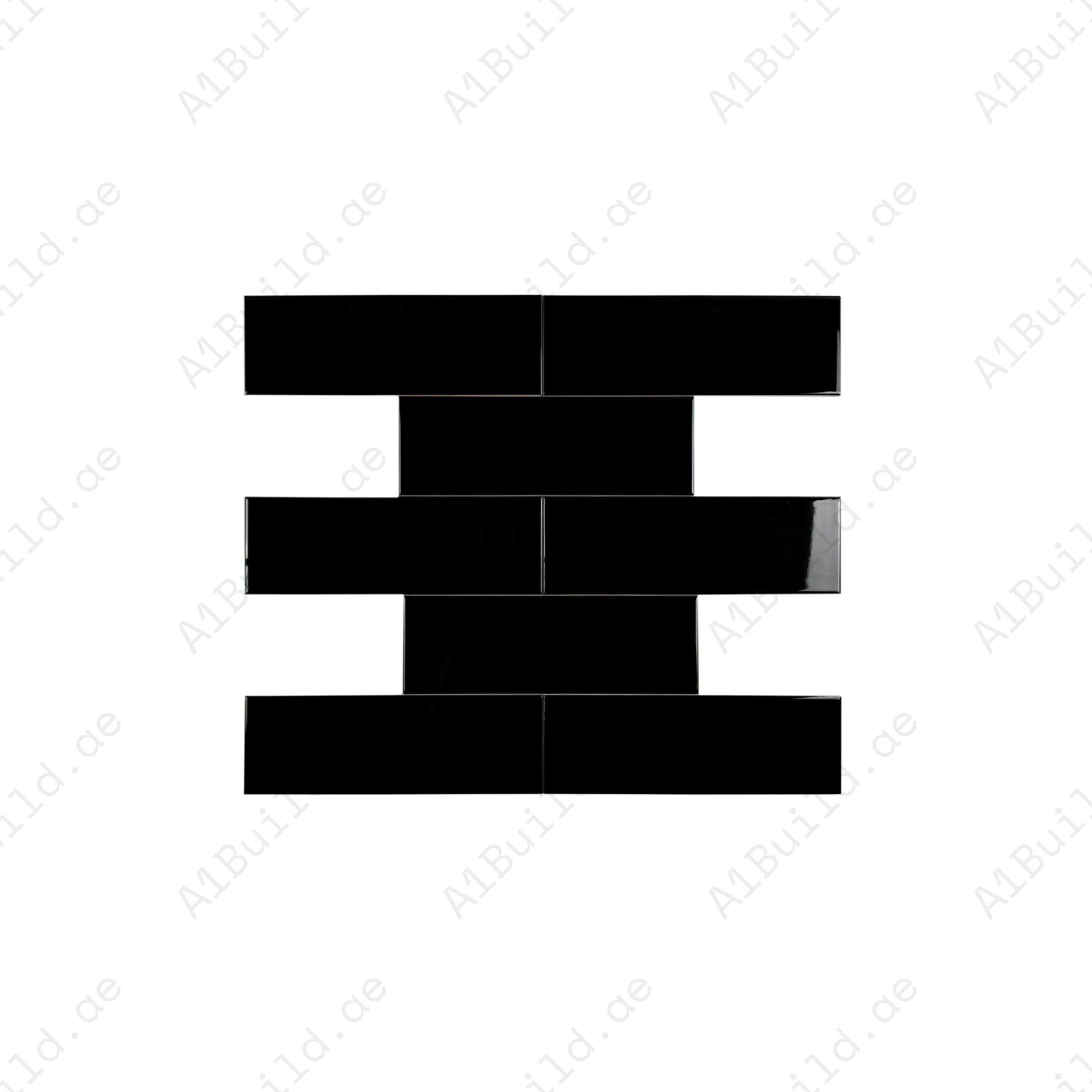 Upgrade interiors with the Urban Luxe Black Glossy Flat Ceramic Tile (100x300mm). Perfect for walls, kitchens, and bathrooms, durable with a sleek shine.