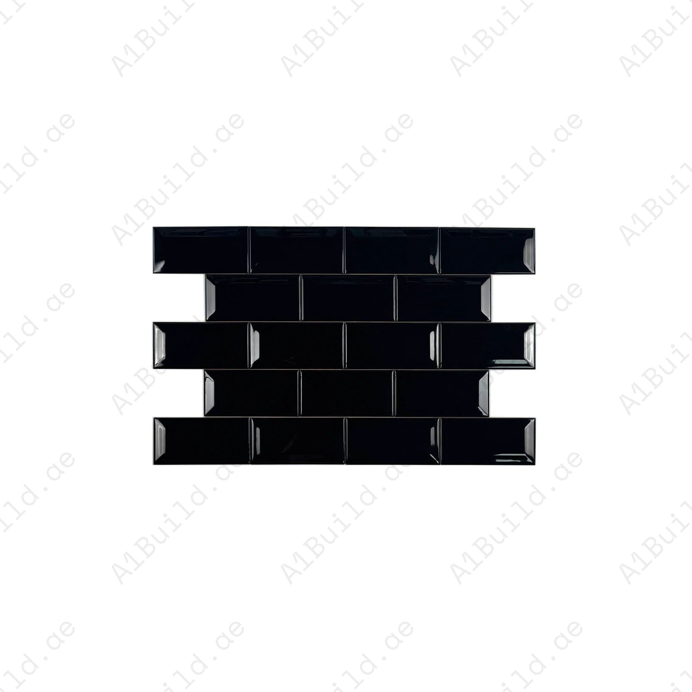 Upgrade interiors with the Urban Luxe Series Black Glossy Beveled Edge Ceramic Tile. Durable, stylish, and ideal for creating sophisticated modern walls.