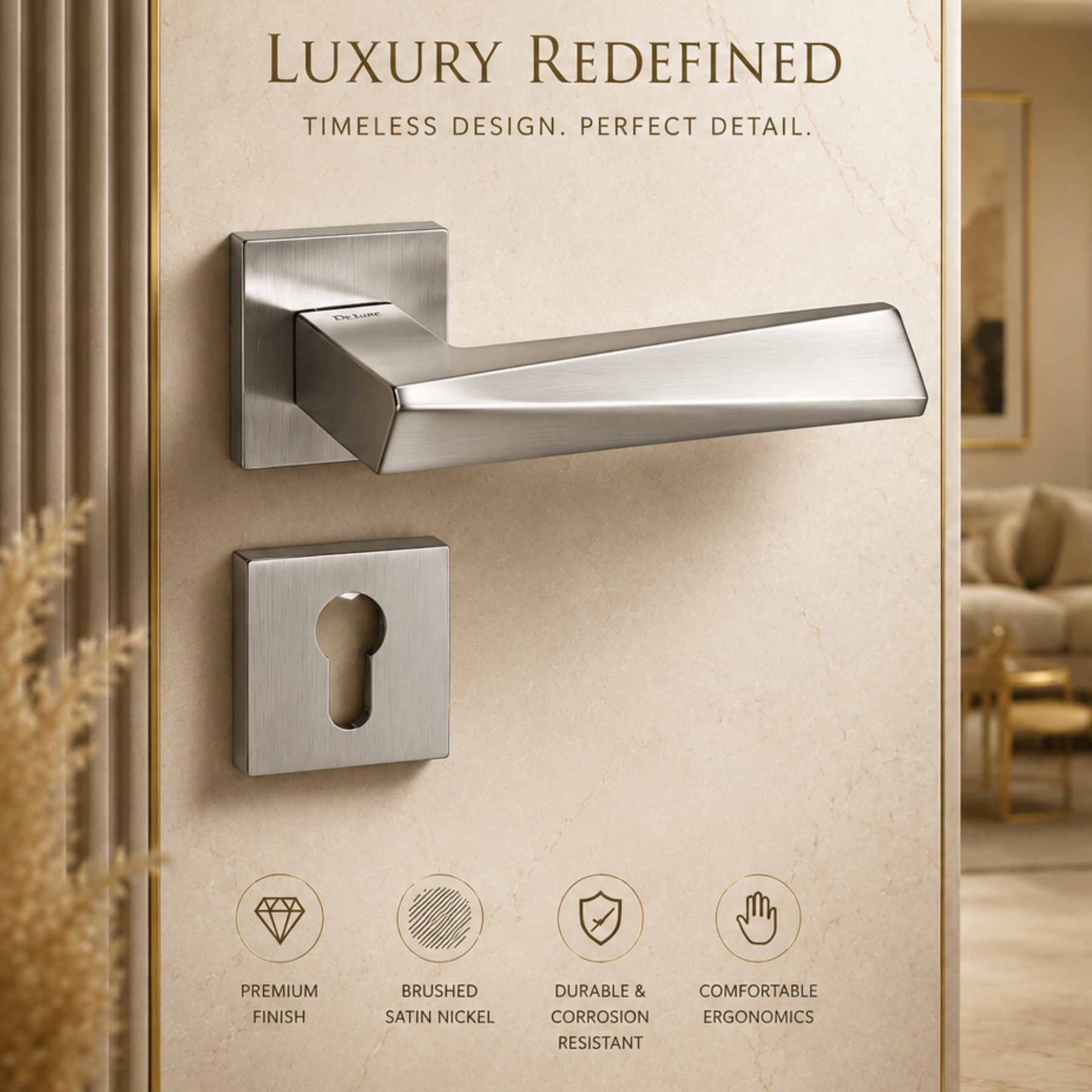 Upgrade interiors with the ZR180601 zinc alloy door handle in black and satin nickel PVD finish, featuring durability, style, and secure key locking for homes!