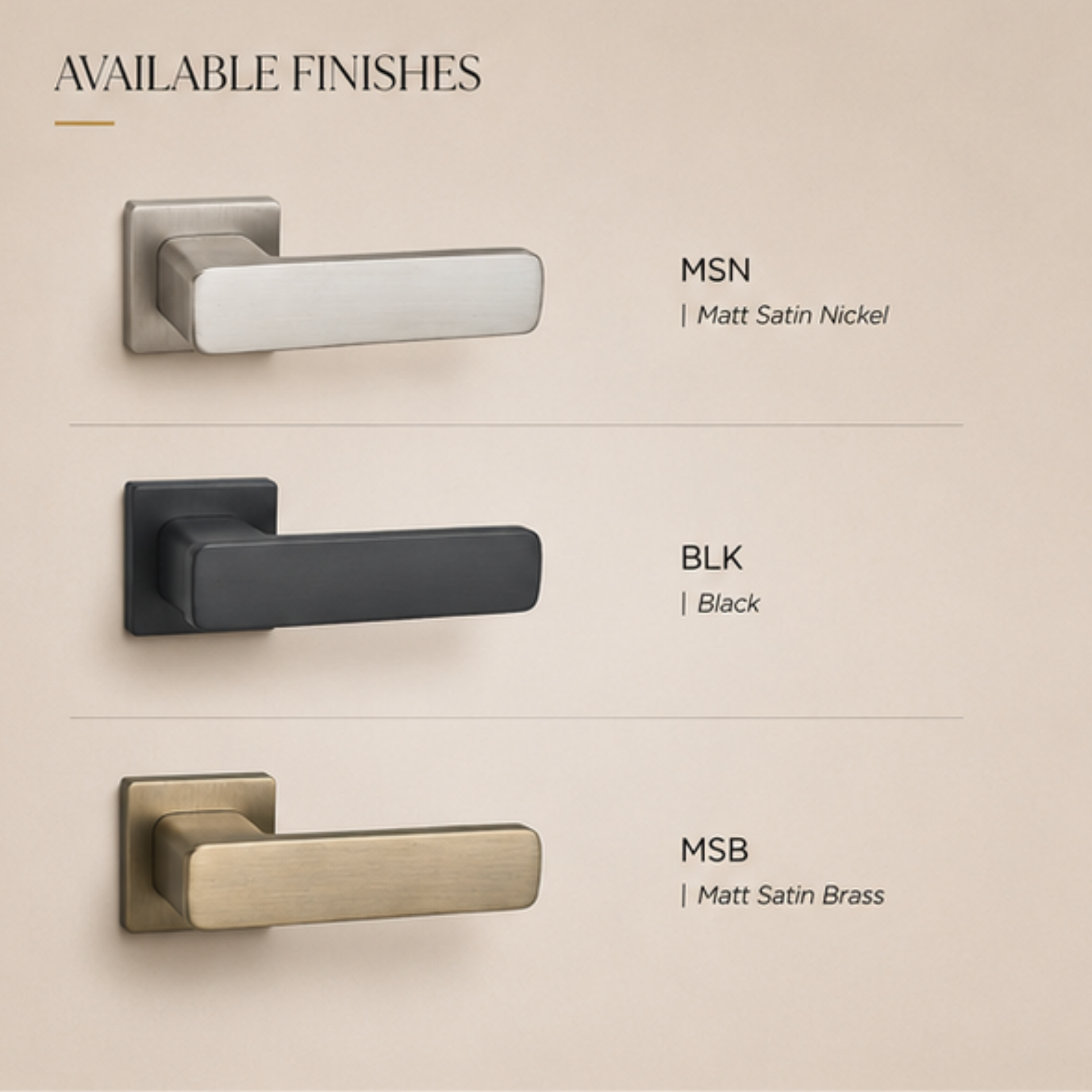 Upgrade interiors with the ZR200752 Cylenk Merk luxury zinc alloy door handle in Black, Matt Satin Nickel and Satin Brass finishes.