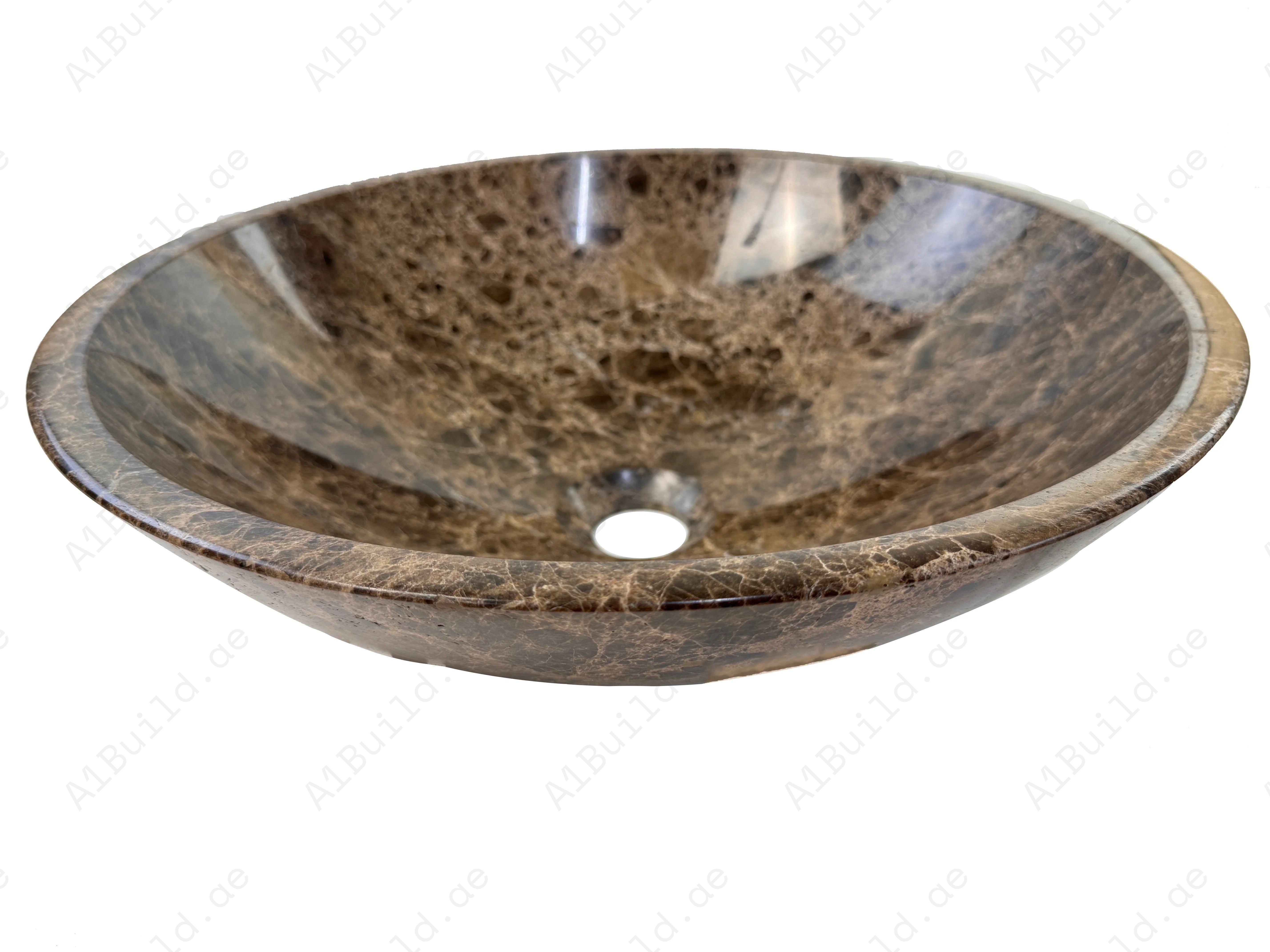 Upgrade your bathroom with the Marble Muse Dark Emperador Polished Round Wash Basin, crafted from premium marble for timeless elegance and refined luxury.