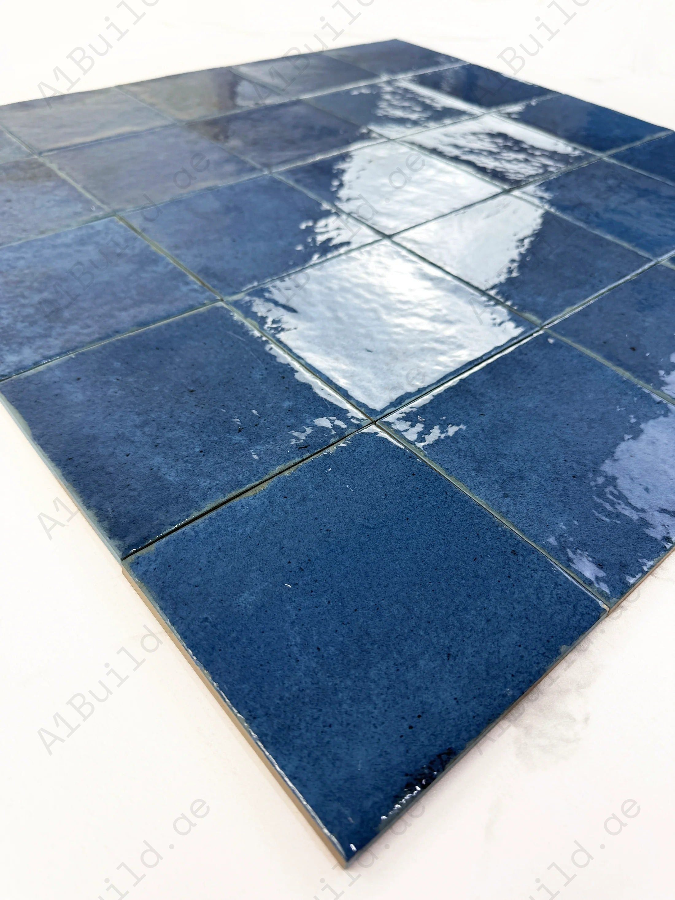 Vivid Blue glossy porcelain subway artisanal tile from Radiant Harmony. Durable, waterproof & elegant design, ideal for kitchen, bathroom & feature walls.