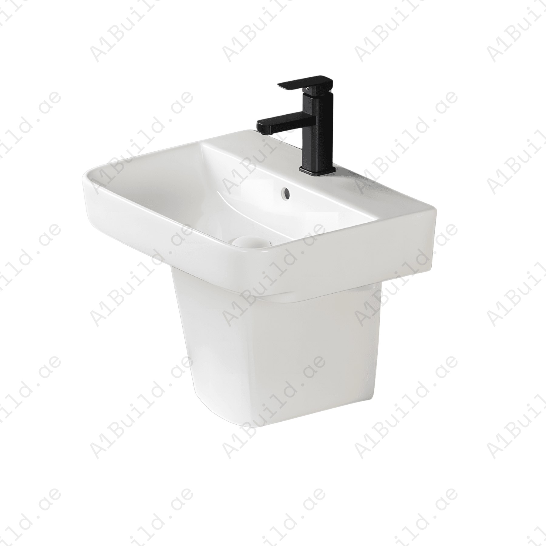 WALCL HUNG WASH BASIN WITH HALF PEDESTAL SIZE:540*450*400 mm