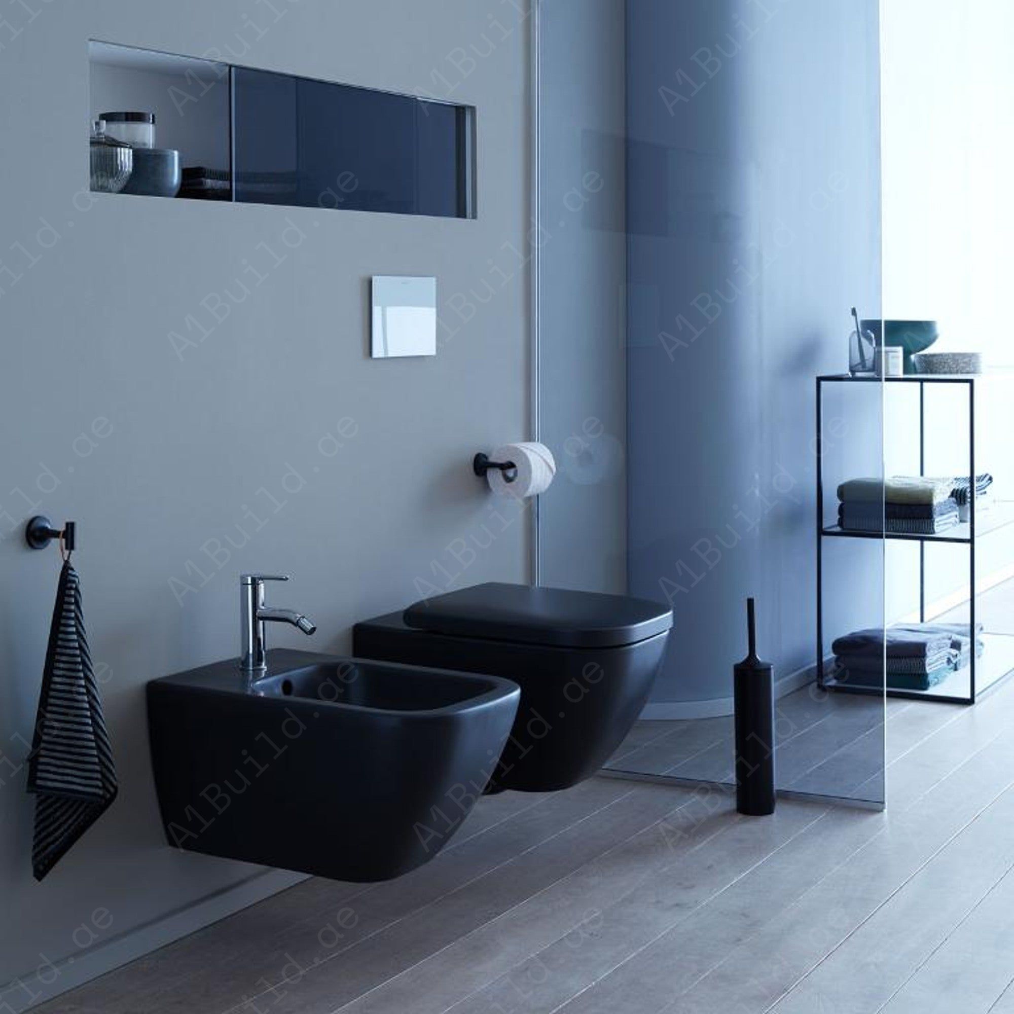 WALL HUNG BIDET, SIZE: 510*345*305 MM, MATT BLACK.
