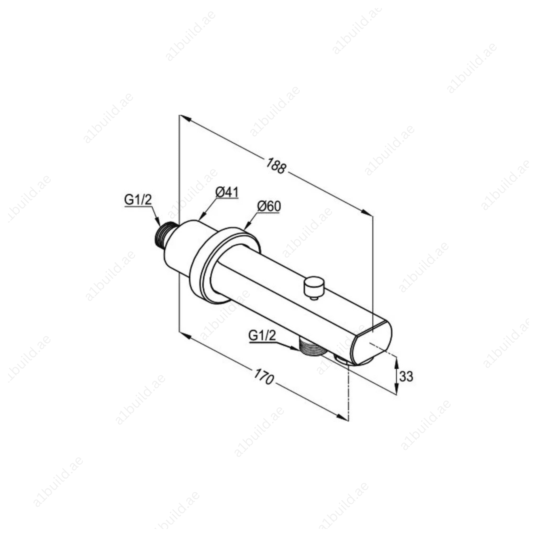 Wall Mounted Bath Spout with Automatic Diverter - Chrome