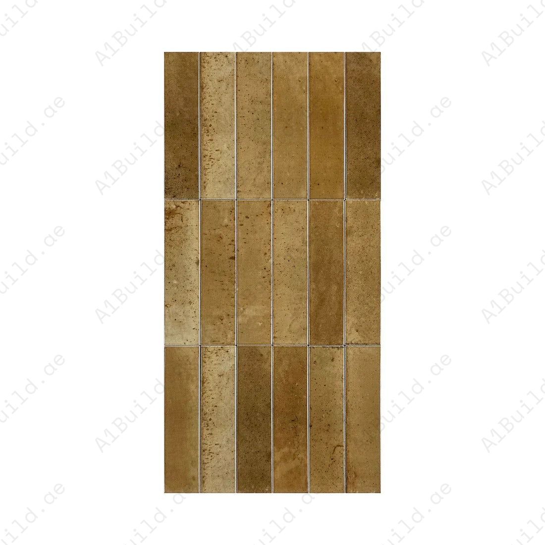 Warm Brown glossy porcelain artisanal tile from Elegant Contrast Series. Durable, waterproof & stylish, ideal for kitchen backsplash, bathroom & walls.