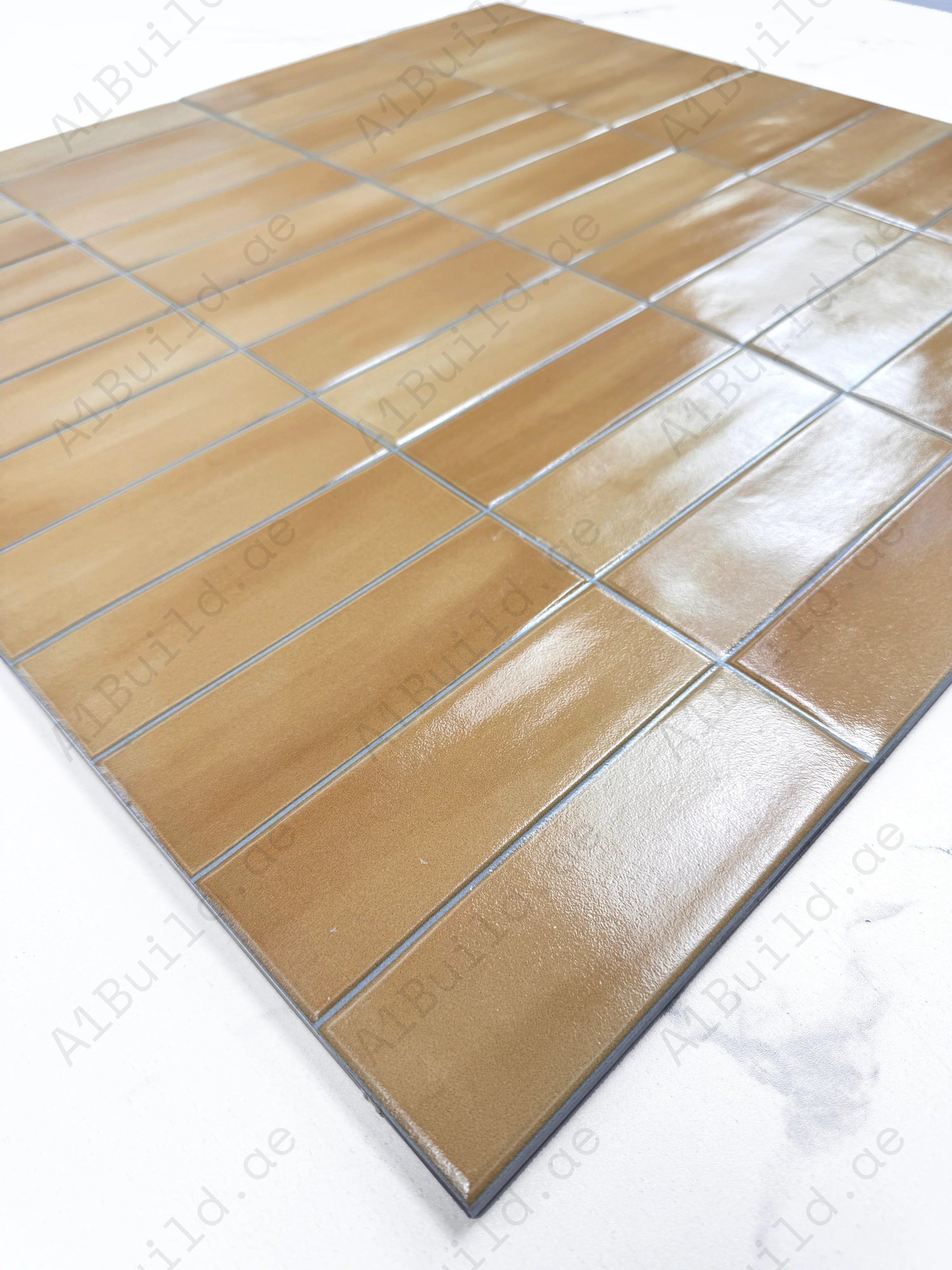 Warm Honey semimatte porcelain tile from Whispering Colors Series. Durable, waterproof & stylish, perfect for kitchens, bathrooms, pools & living spaces.