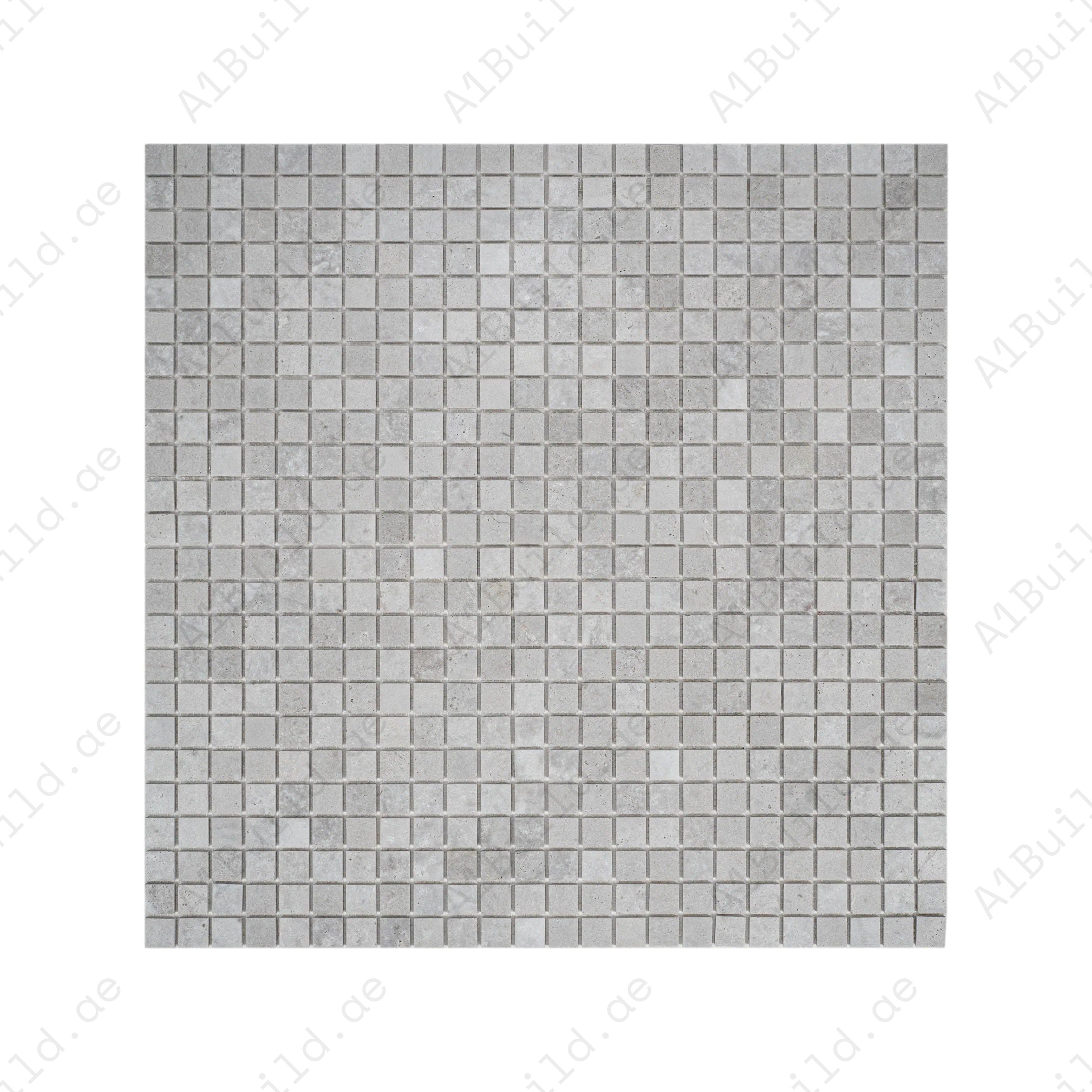 White Travertine Kwong Sal Marble Mosaic – honed square pattern crafted from premium marble for walls, backsplashes & feature areas, adding luxury & elegance.