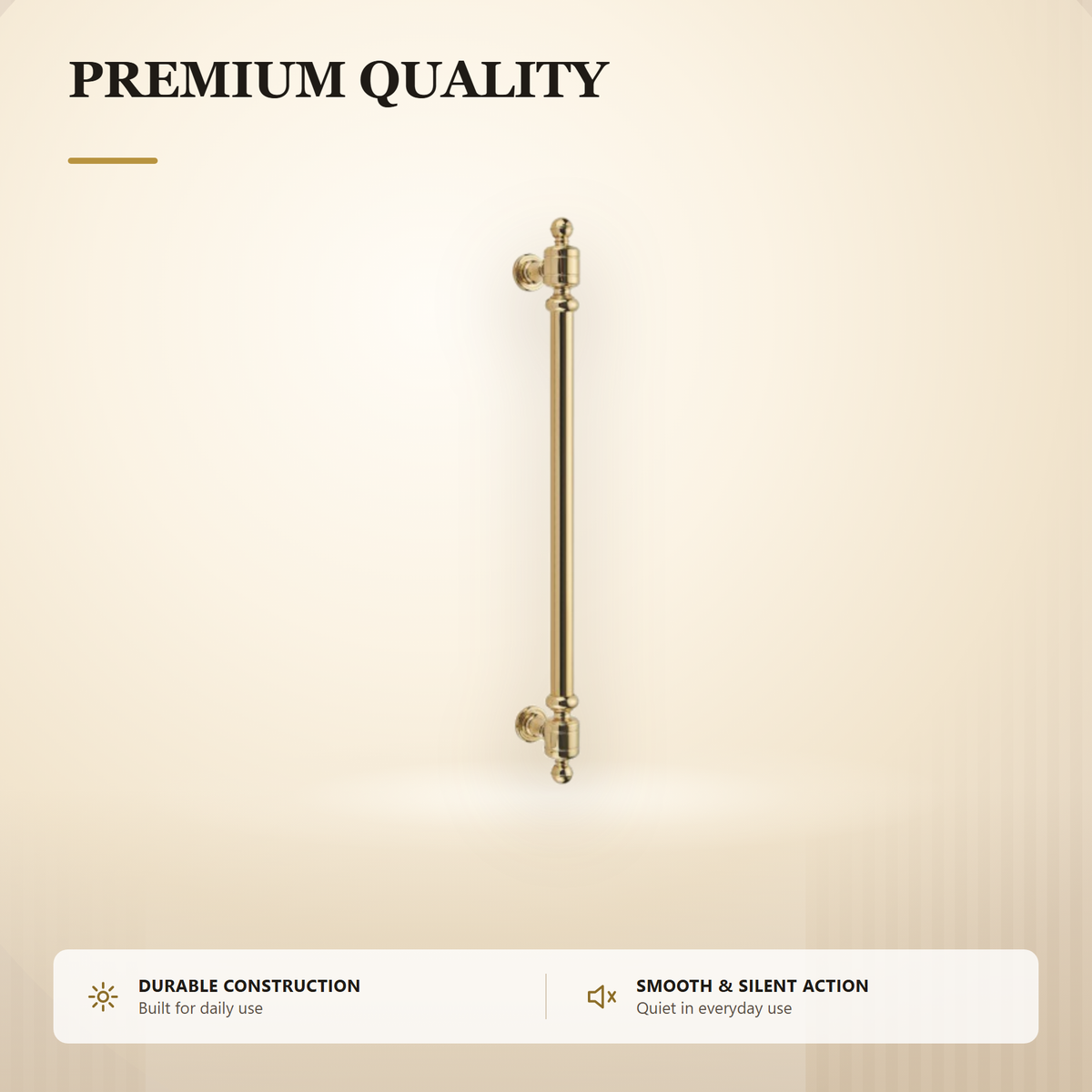 ZPH.201126.PVD premium zinc alloy door pull handle from the Zinc Alloy Door Handle Series. 800 mm overall with 330, 500 mm fixing centres in PVD Gold. Built for smooth, reliable everyday use.