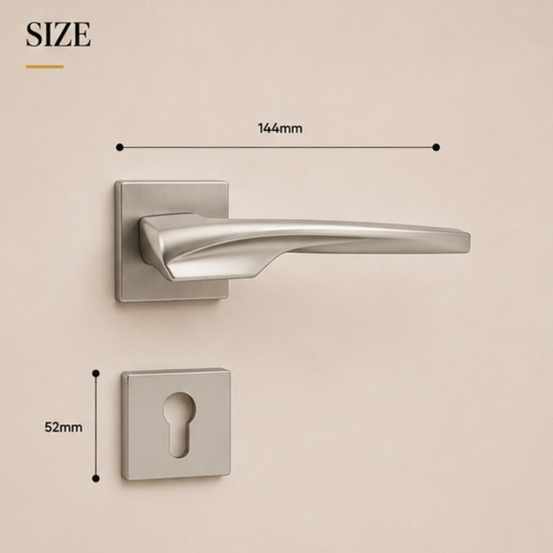 ZR200754 premium zinc alloy door lock handle in Matt Satin Nickel finish. Durable modern architectural hardware for homes, hotels, and offices.