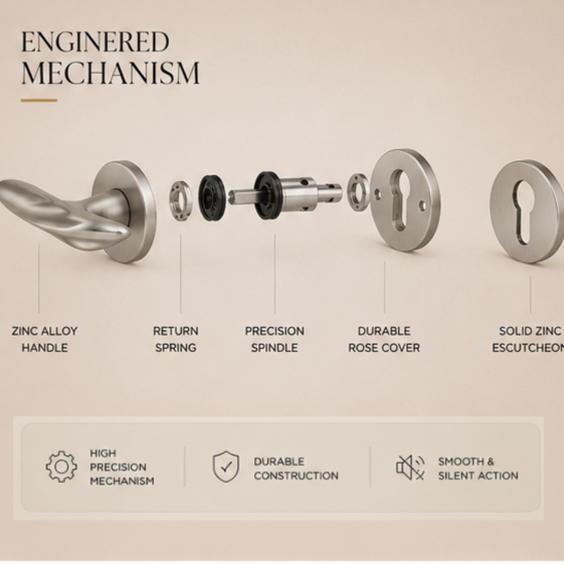 ZR200988 luxury zinc alloy door handle in Matt Satin Nickel and Black finish. Durable 150x54mm designer hardware for modern luxury interiors.