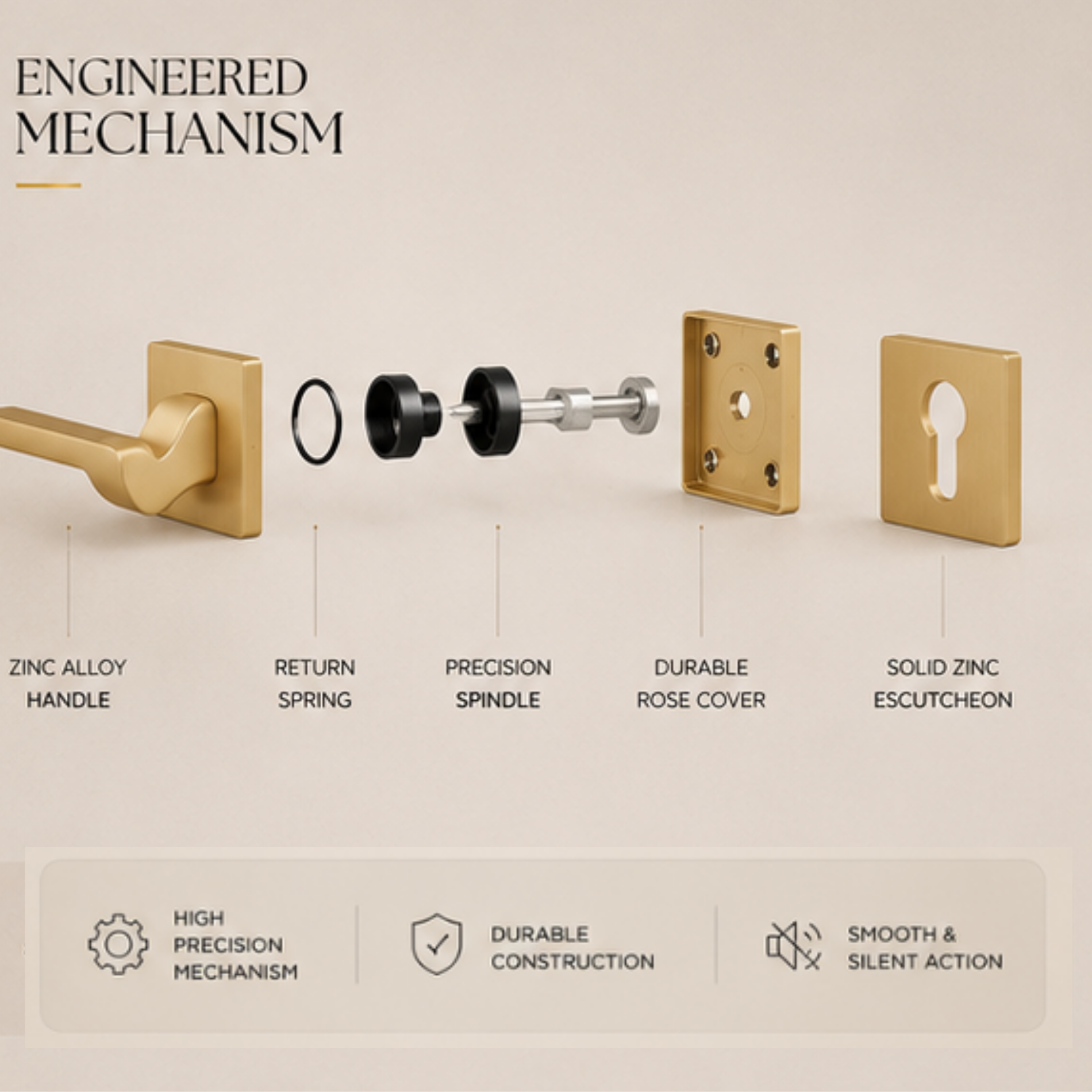 ZR220538 luxury zinc alloy door handle in Black, Satin Nickel & Satin Brass finishes. Durable 135x52mm modern designer hardware for interiors.