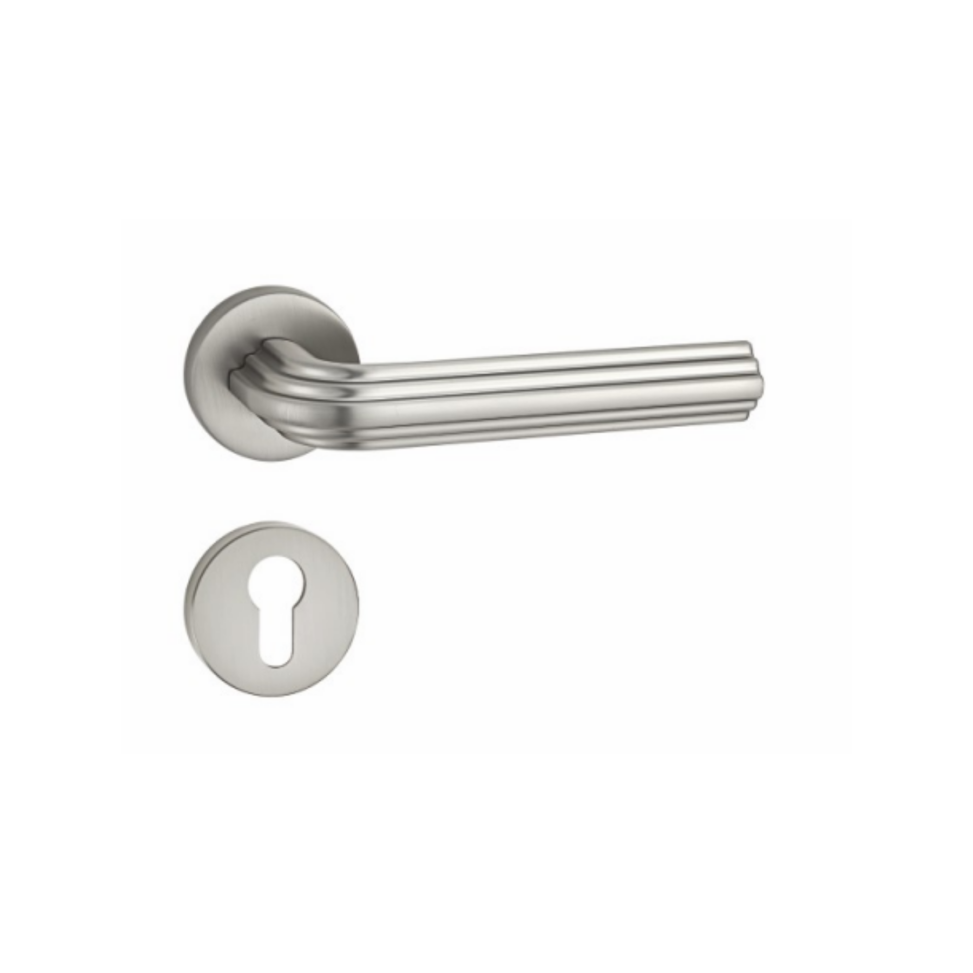 ZR230400 luxury zinc alloy door handle in Chrome Plated, Matt Satin Nickel and Satin Brass finishes. Premium hardware for modern interiors.