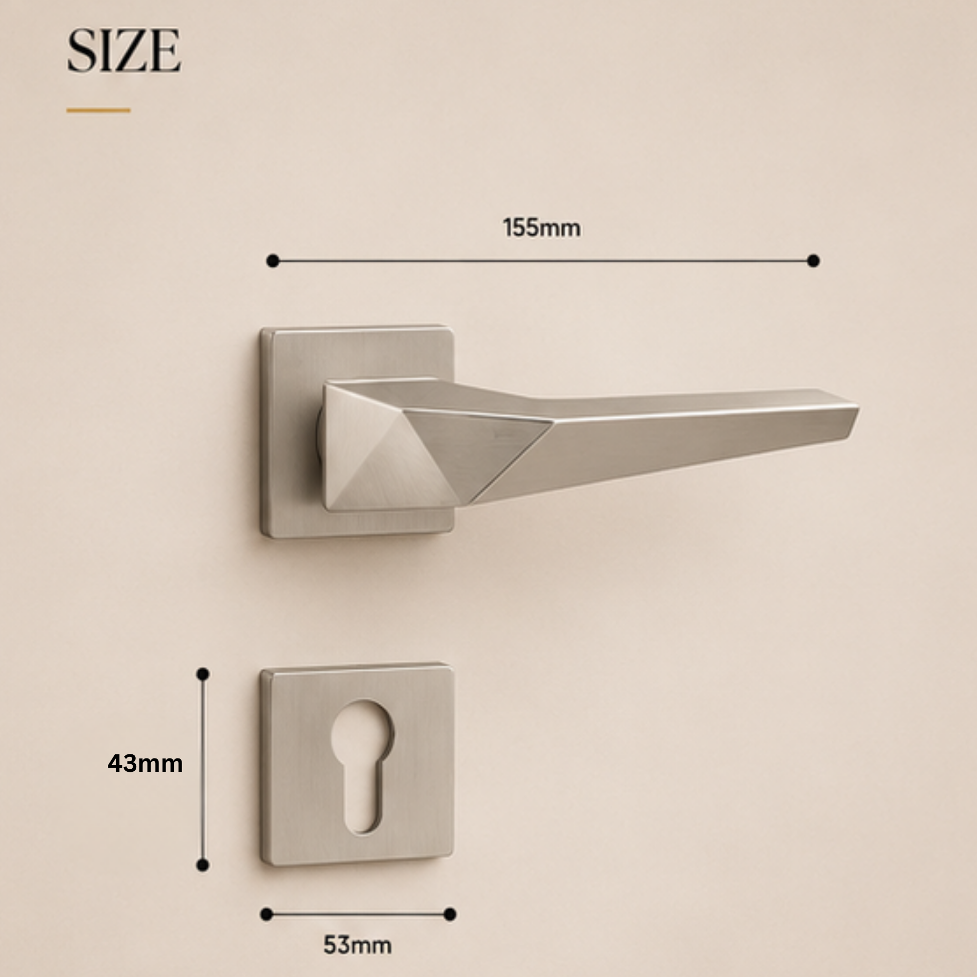 ZR230469 luxury zinc alloy lock handle in Black, Satin Brass, Satin Nickel & Antique Brass finishes. Premium 155mm architectural hardware for interiors.