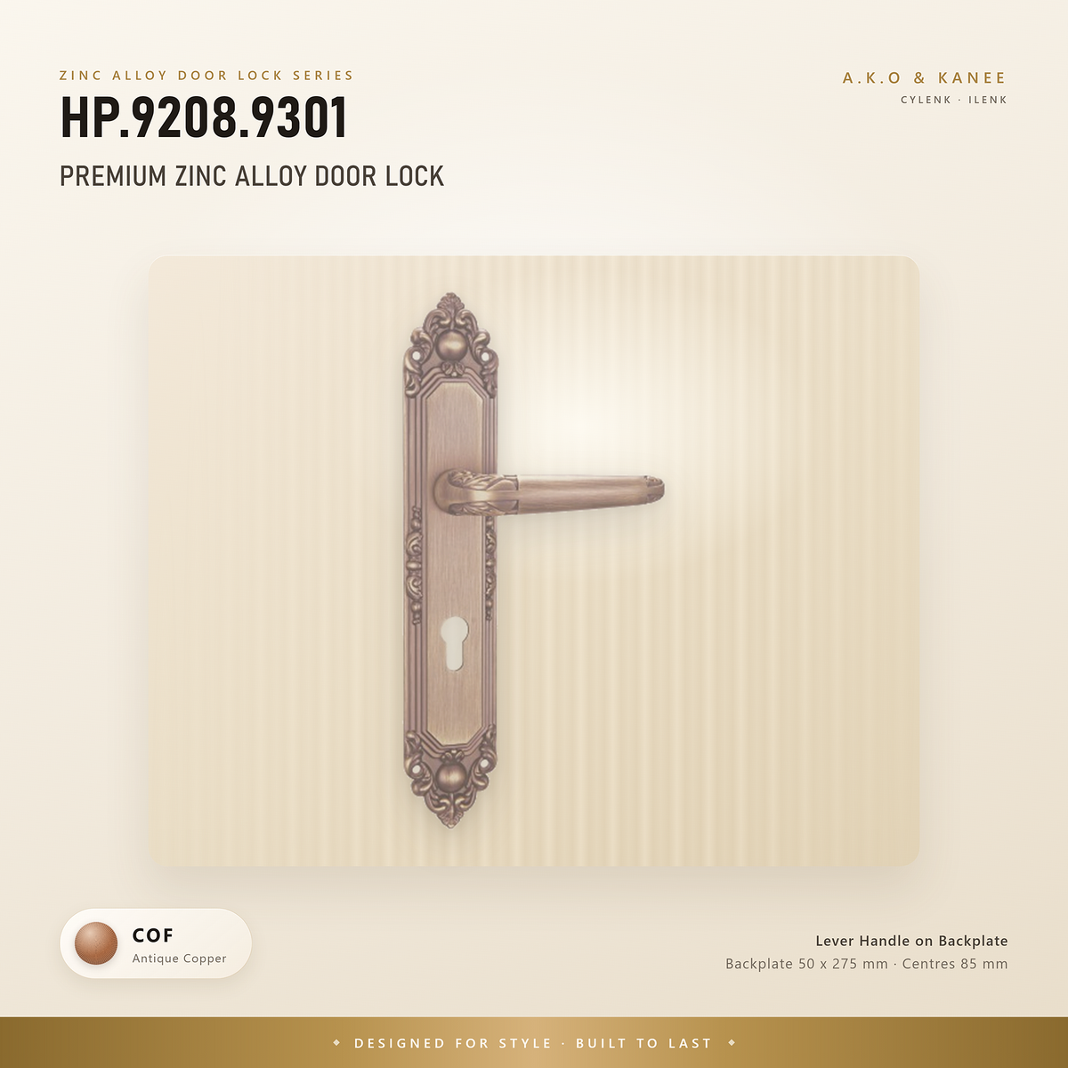 HP.9208.9310 – Premium Zinc Alloy Door Lock (DAB)