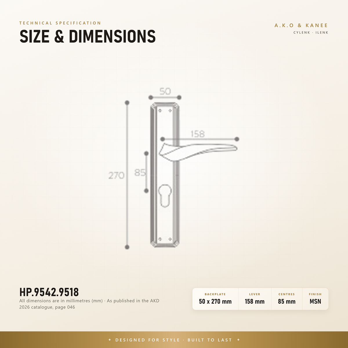 HP.9542.9518 – Premium Zinc Alloy Door Lock (MSN)