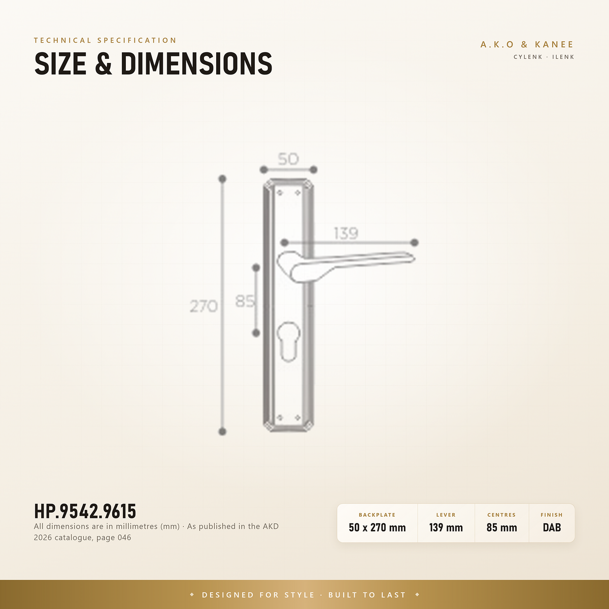 HP.9542.9615 – Premium Zinc Alloy Door Lock (DAB)