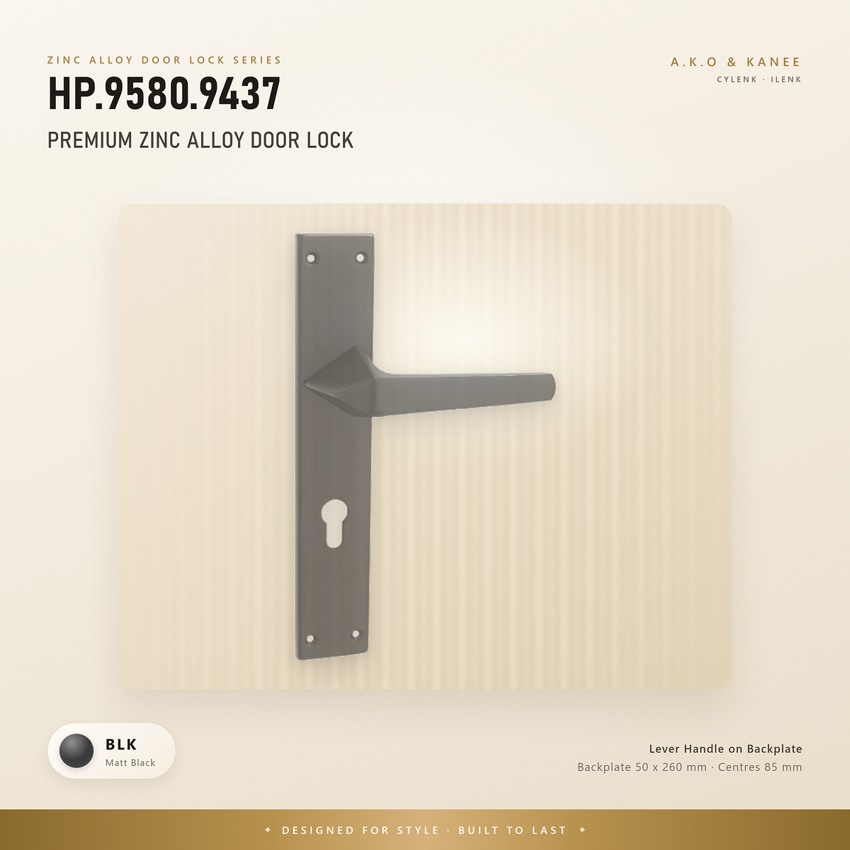 HP.9580.9437 – Premium Zinc Alloy Door Lock (BLK)