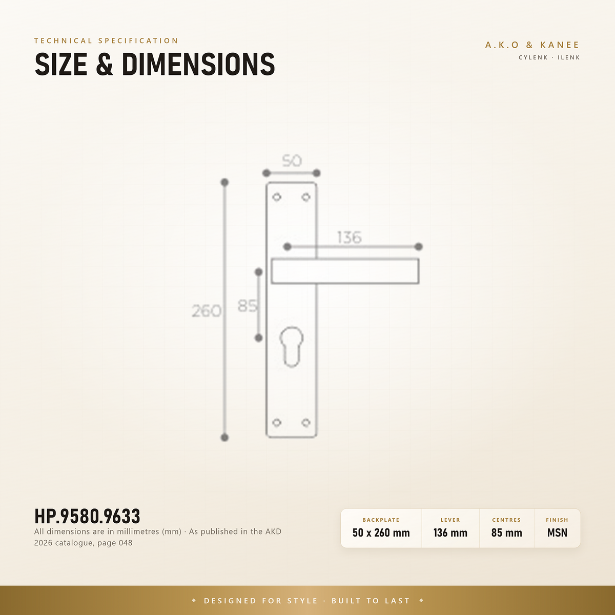 HP.9580.9633 – Premium Zinc Alloy Door Lock (MSN)