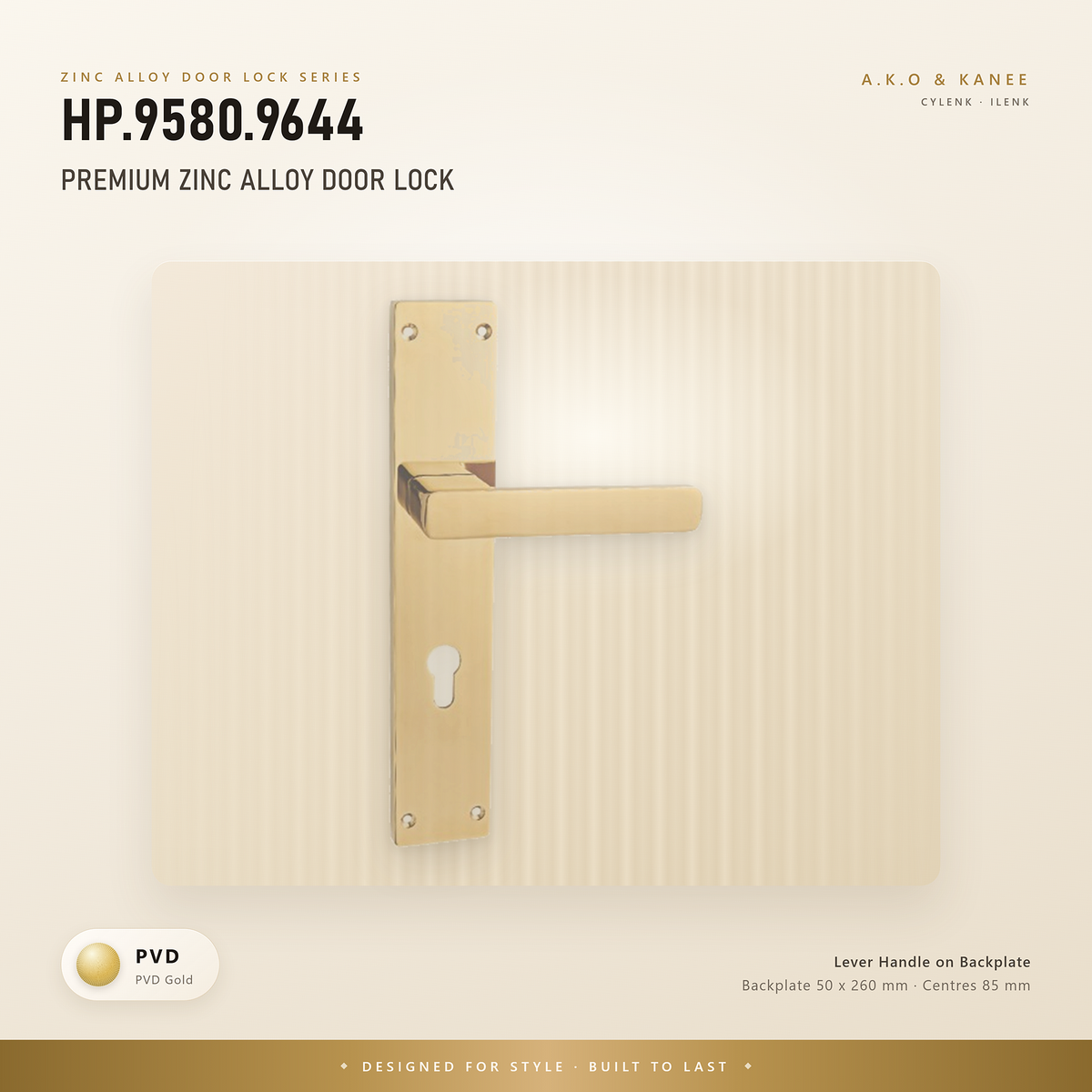 HP.9580.9644 – Premium Zinc Alloy Door Lock (PVD)
